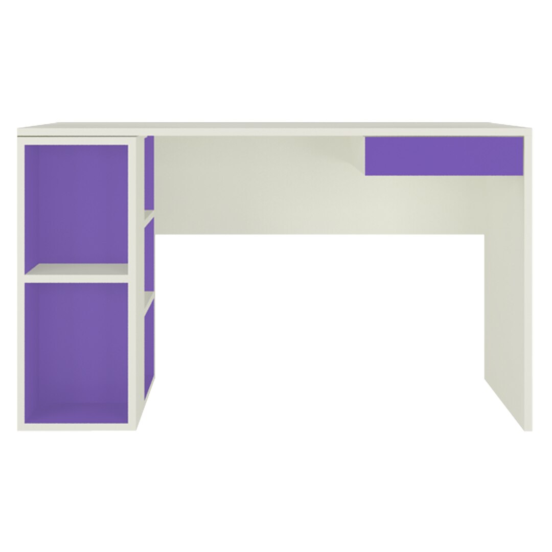 Astra Kids Study Desk with Open Shelves and Drawer in Lavender Purple Colour