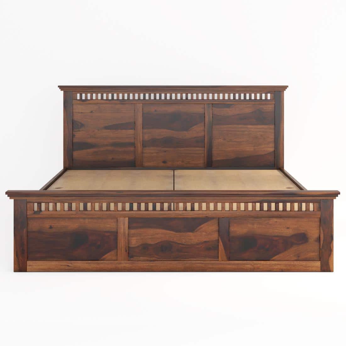Madhvi Solid Wood King Size Bed In Box Storage Bed In Provincial Teak Finish