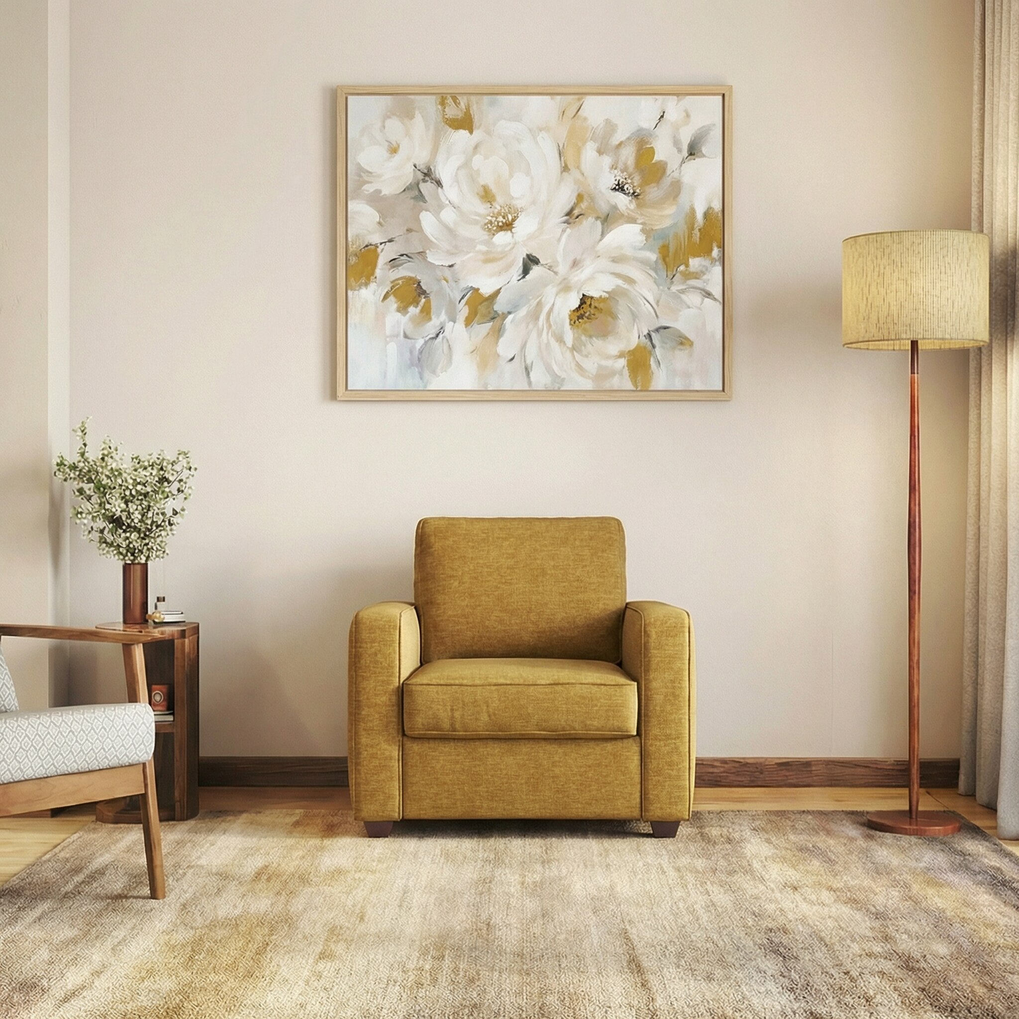 Apollo Sofa Set (Colour : Ochre,  Sofa Size : Compact, Cushion Type : Hard, Sofa Type : Regular, Seating Capacity : 1 Seater, Back Type : Regular, Back Height : Regular)