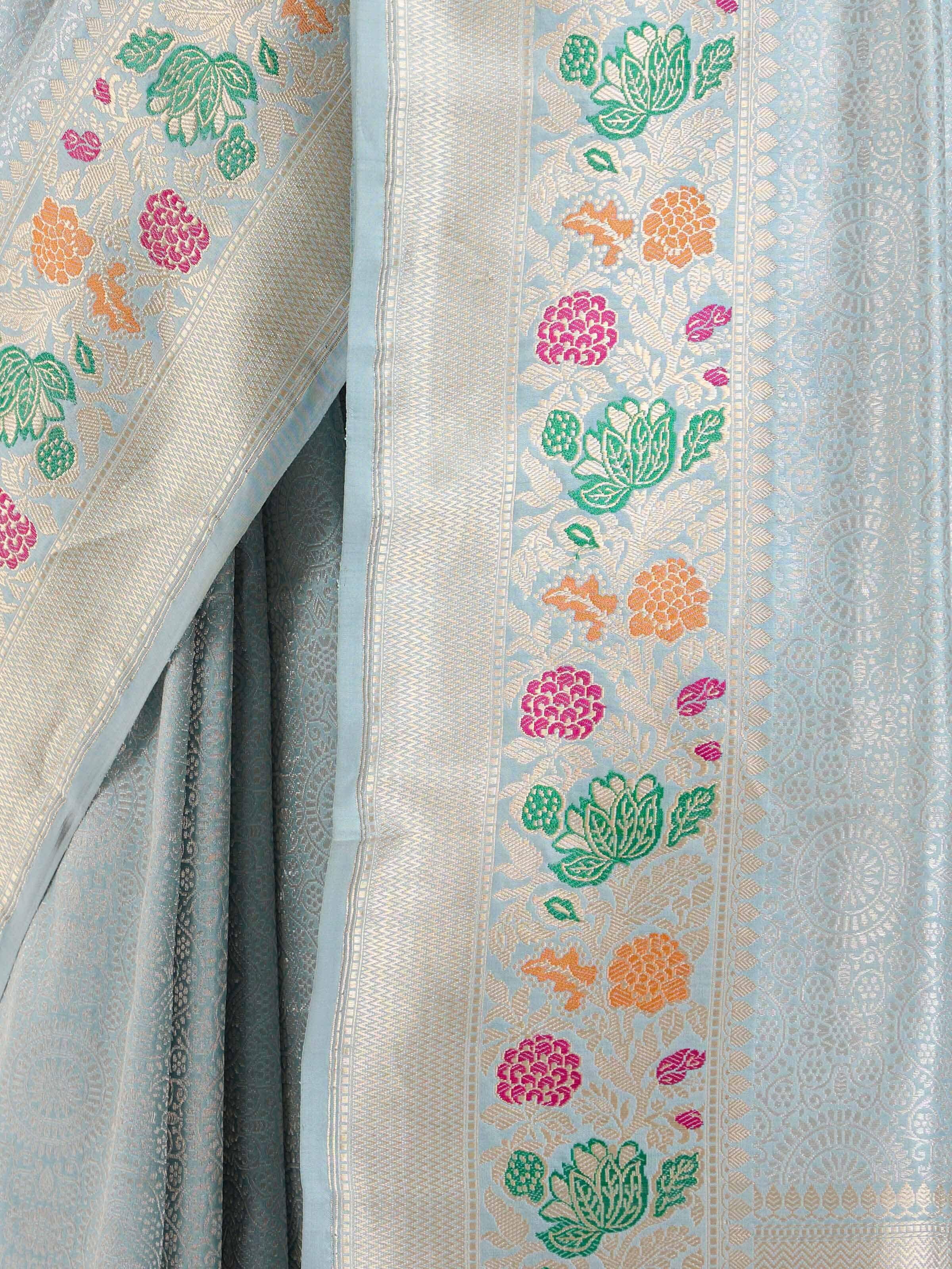 Ivory Banarasi Kadhwa Silk Saree