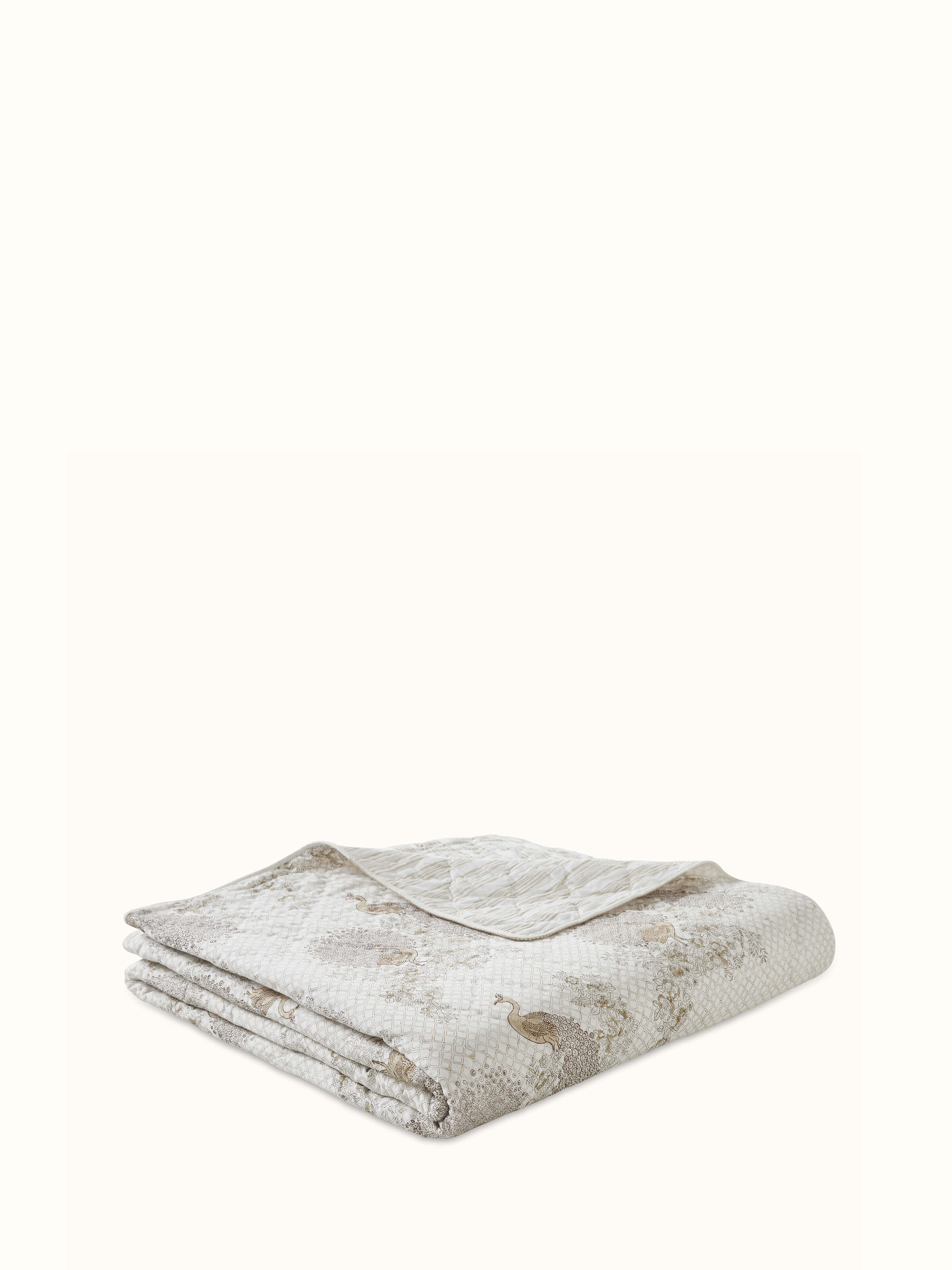 Shivranjini beige floral cotton Sanganeri block printed double quilt