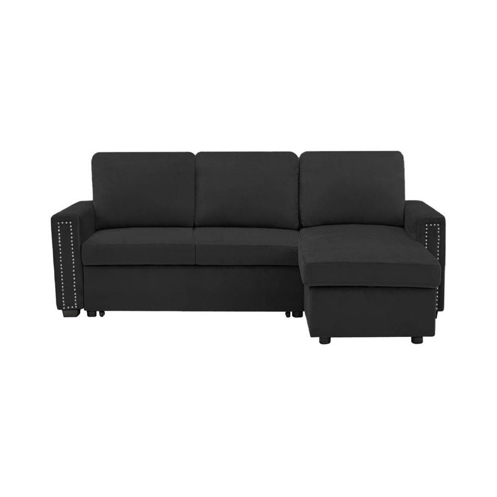 Solace Solid Wood Sofa cum Bed in Black