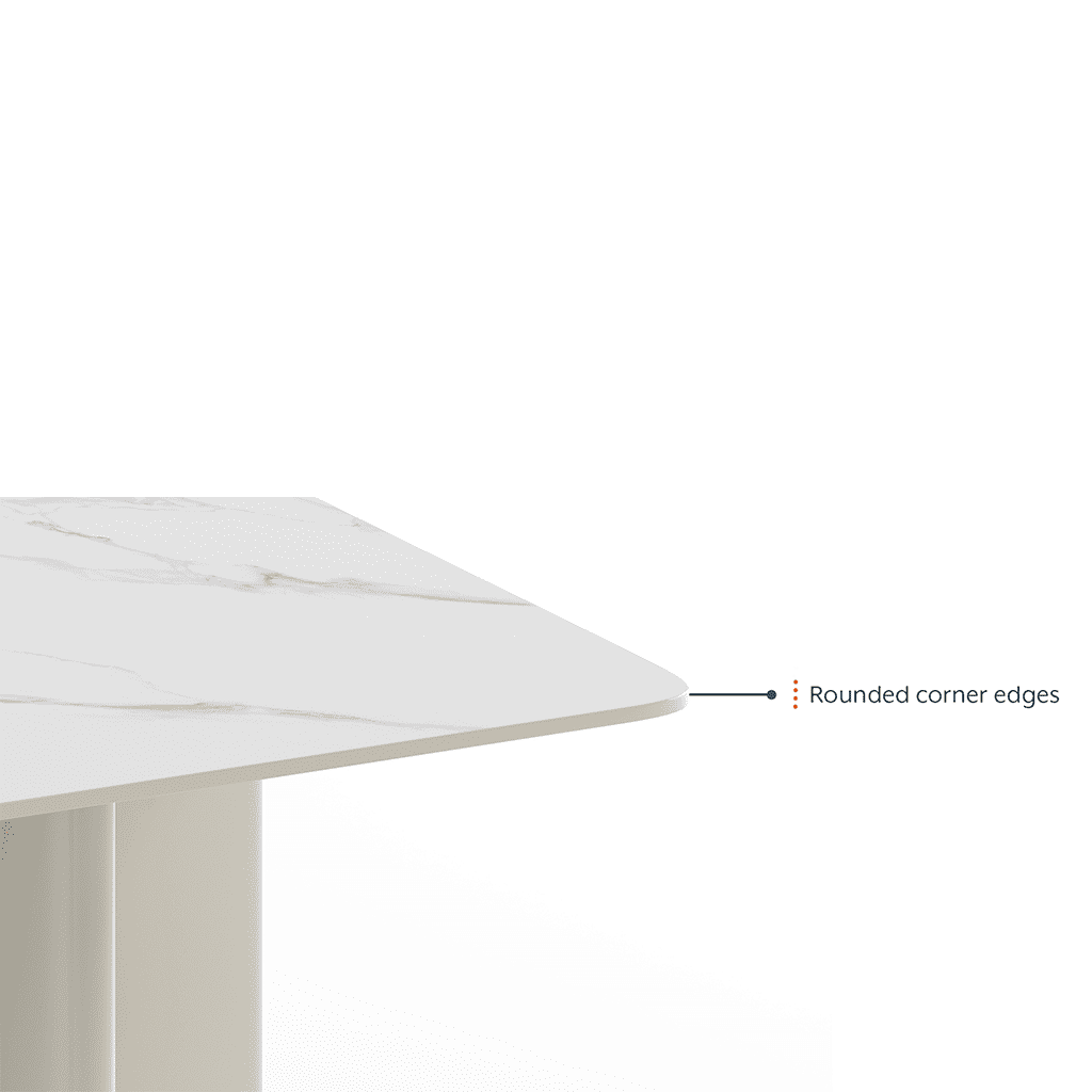 Rosen 6 Seater Ceramic Dining Table White And Cream Finish