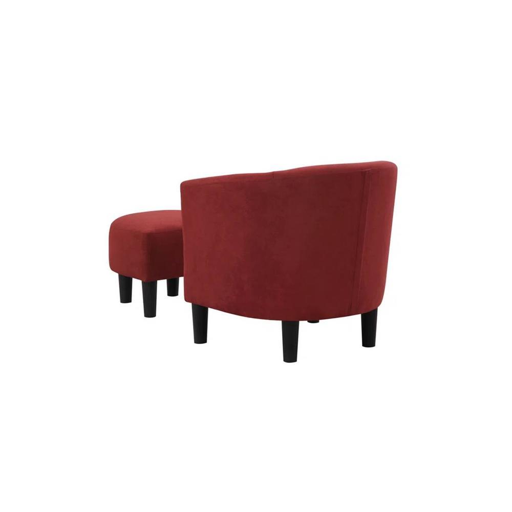 Pitts Accent Chair With Ottoman Red