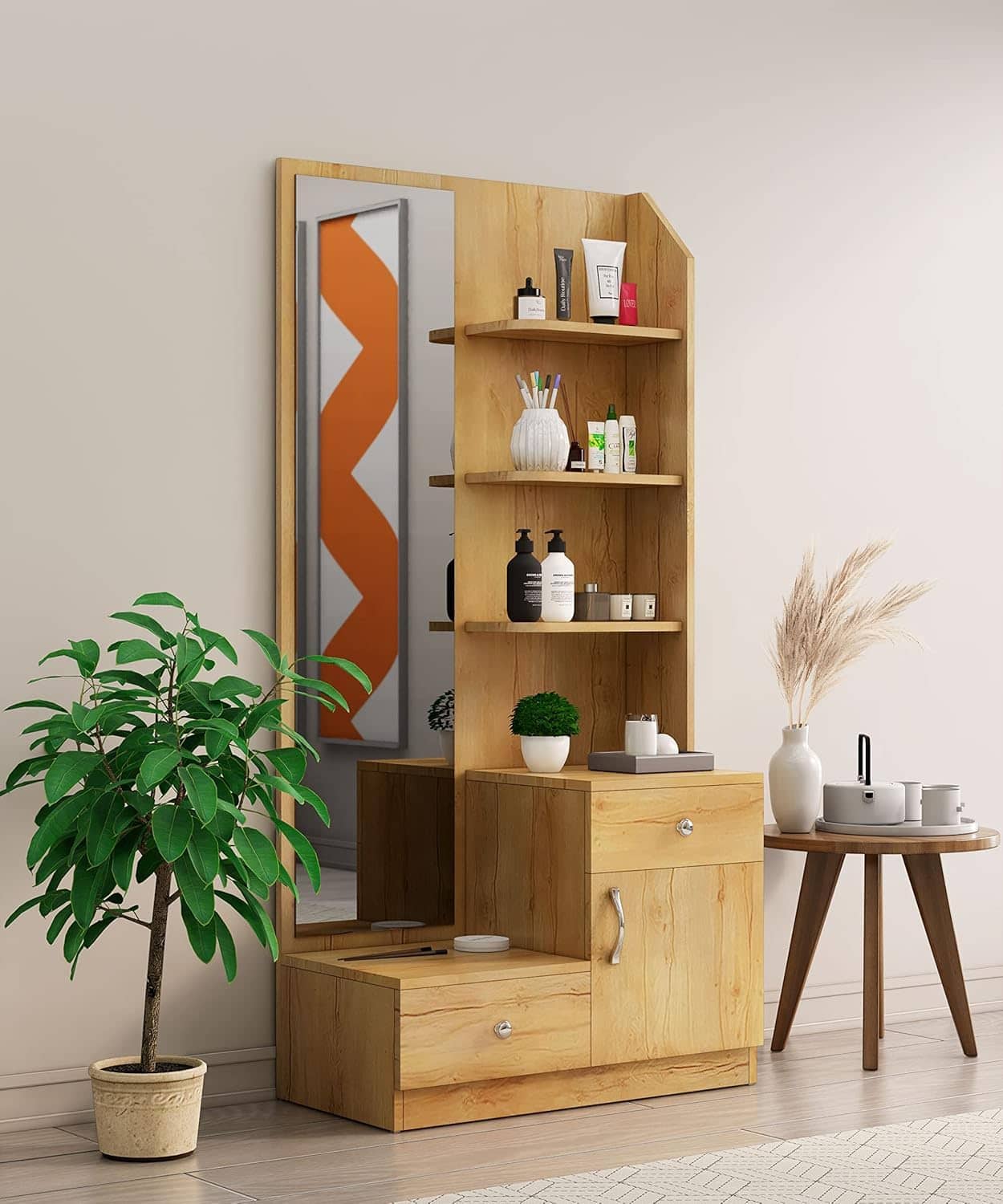 Hexa Red Wooden Dressing Table in Giant Wood Colour - HexaRed