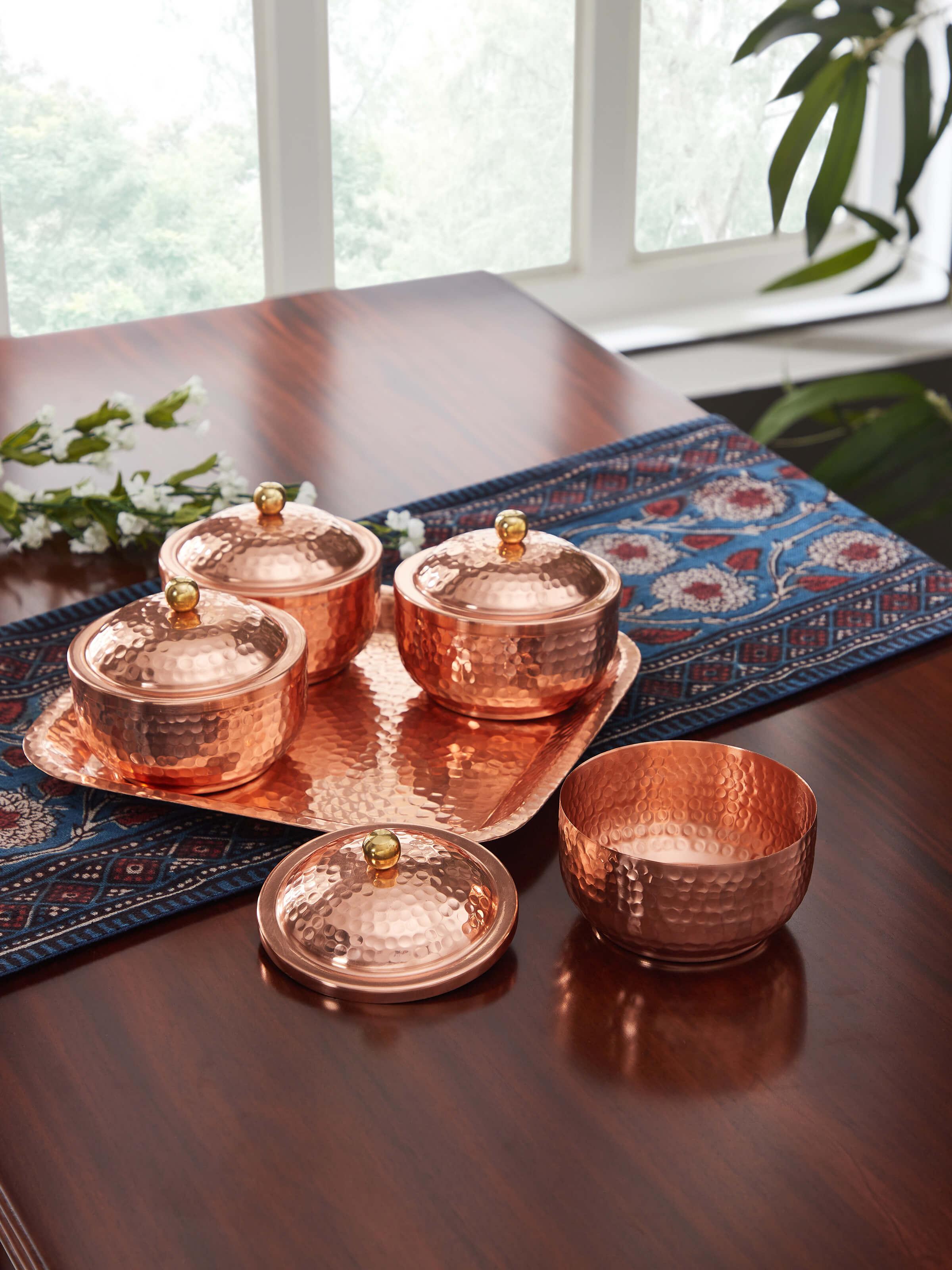 Copper Condiment Container Set (4 Pcs)
