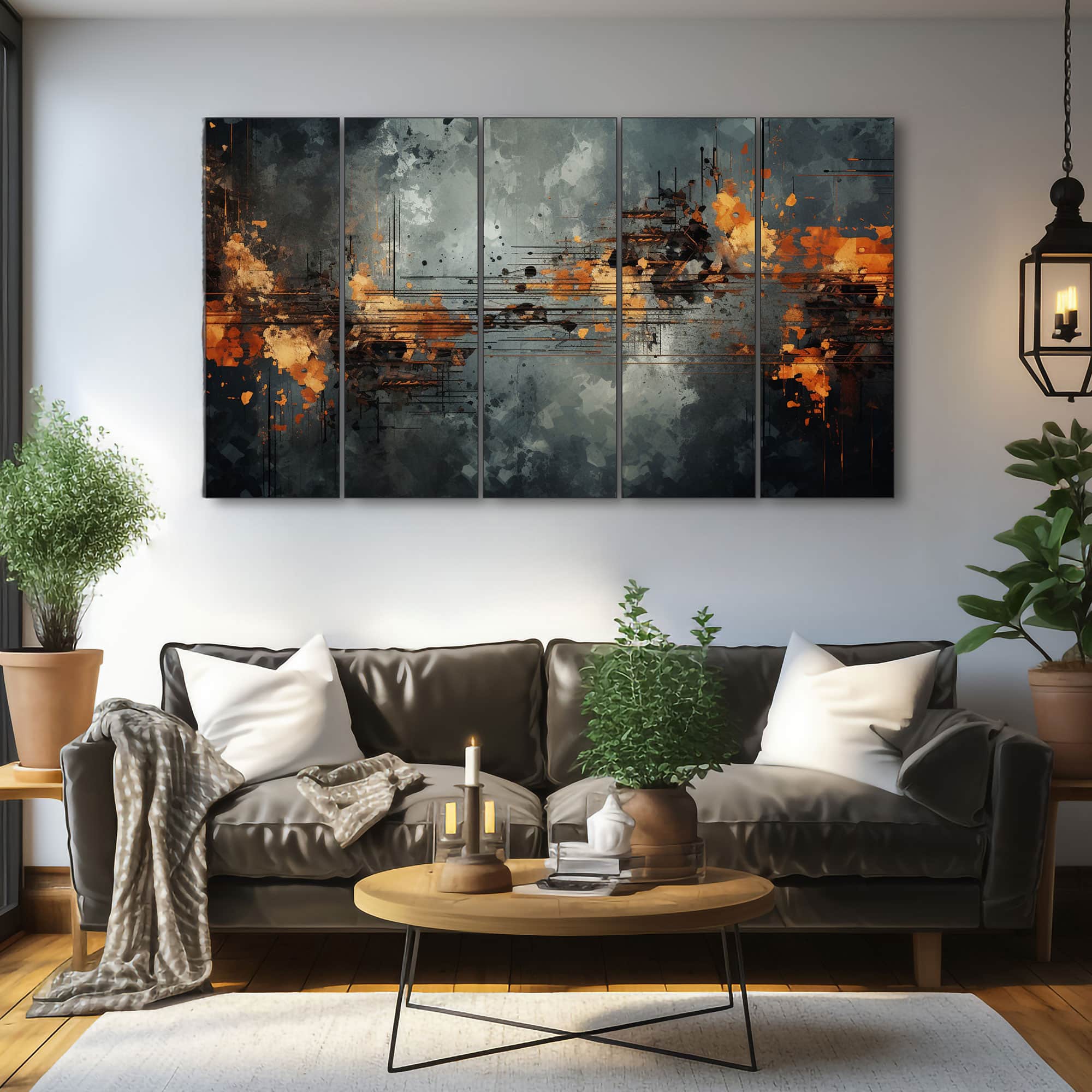 The Castle Decor Abstract Art Wall Painting Wooden Framed Digital Painting 27x48 Inch (Style 18) - The Castle Decor