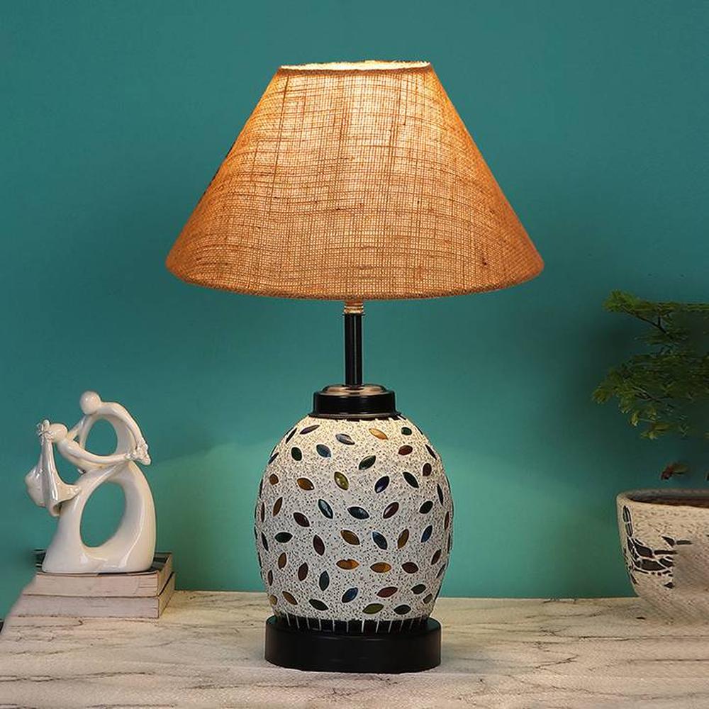 Jacqueline Beige Jute Glass Table lamp with Iron Base