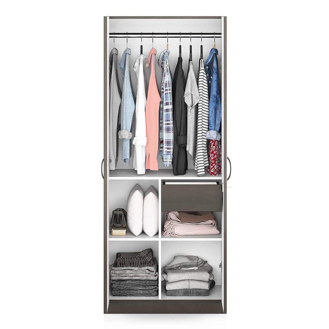 Zoey Engineered Wood 2 Door Wardrobe With Mirror in Dark Wenge Finish