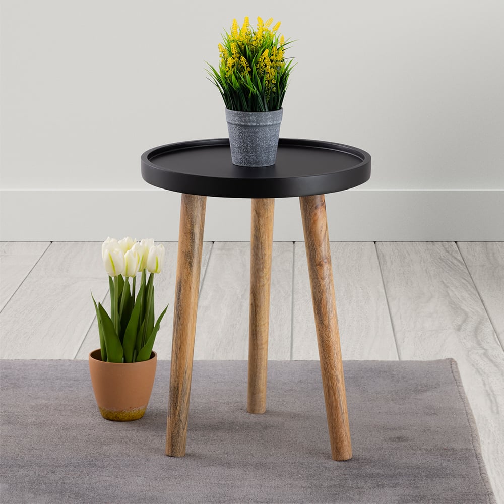 Metalsmith Elegant Side Table – Solid Wood, Natural Finish (Small) - Metalsmith