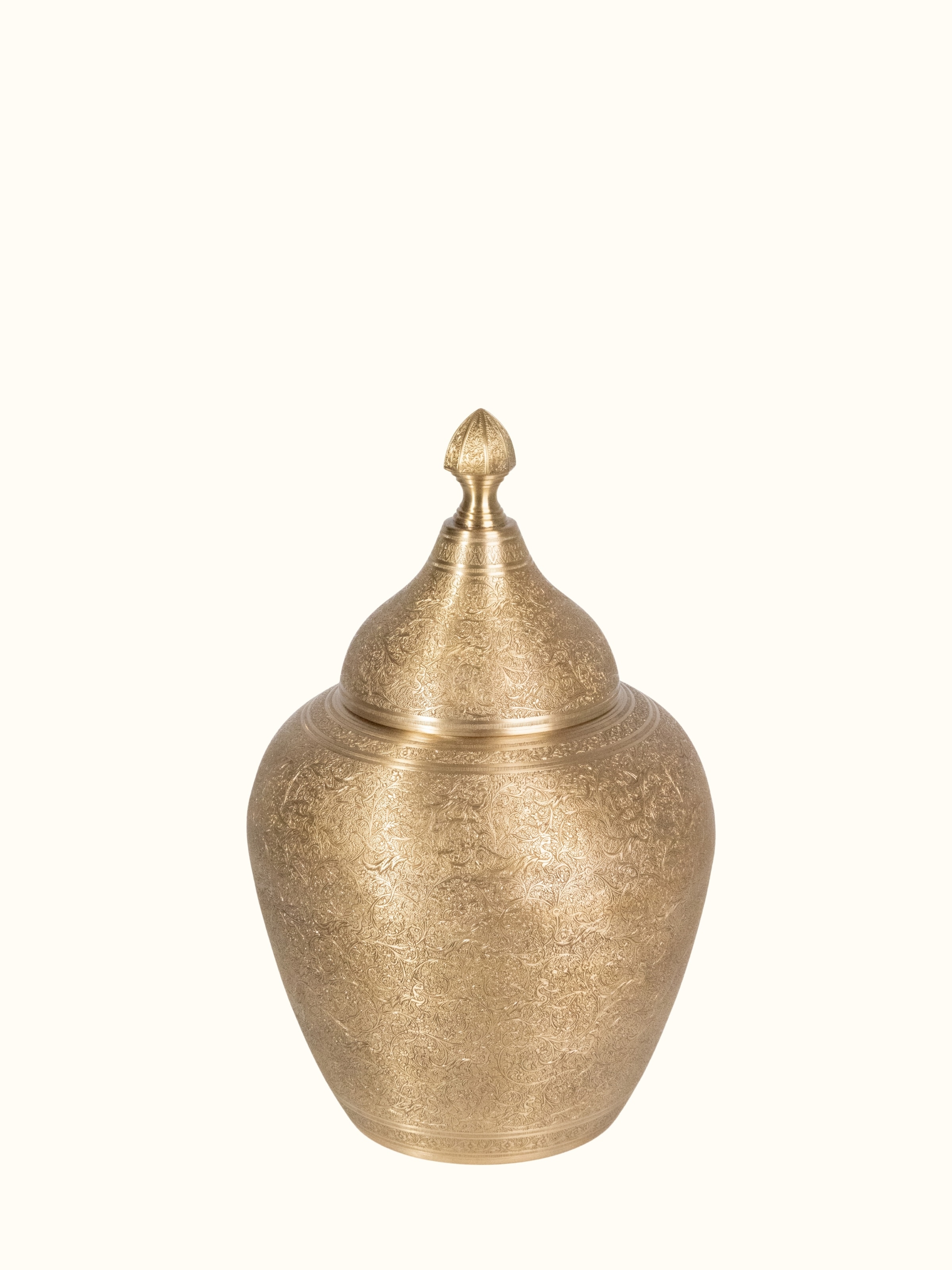 Angled view of Brassware Decorative Temple Jar