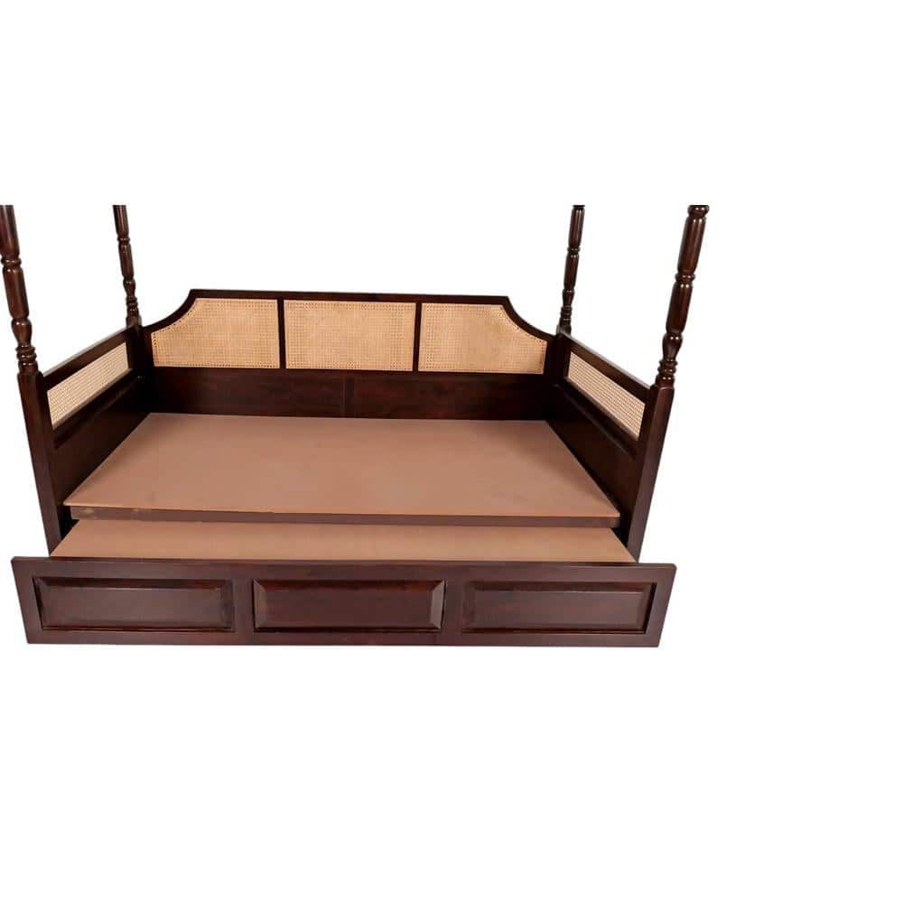Aminos Solid Wood Non Storage Bed In Walnut Finish