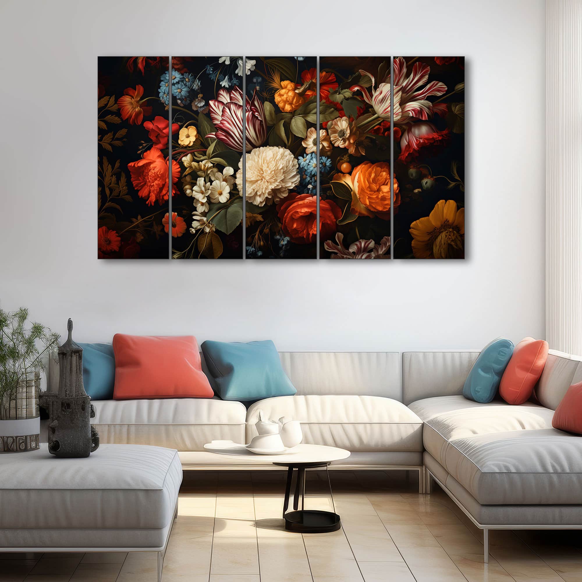 The Castle Decor Flower Wall Painting Wooden Framed 27x48 Inch (Style 4) - The Castle Decor