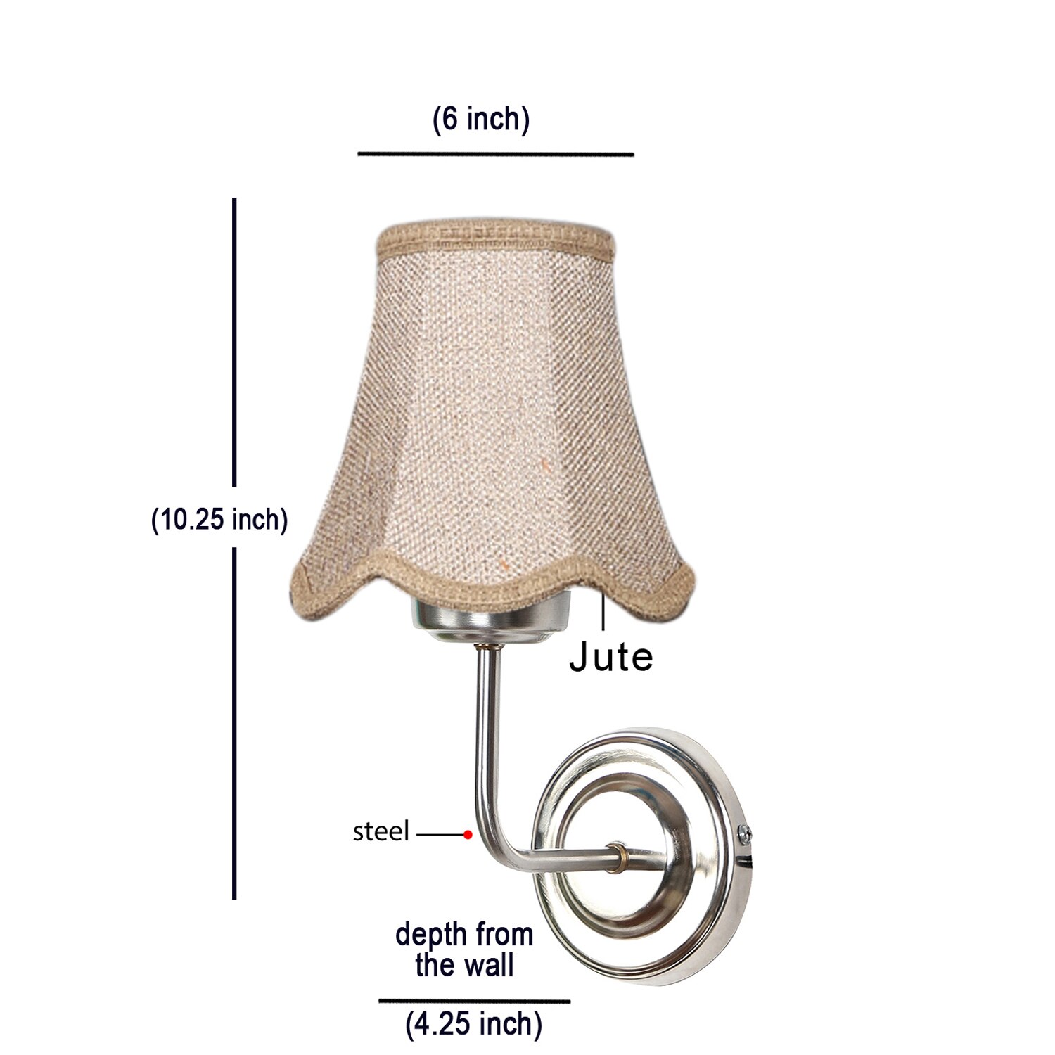 Devansh Steel Wall Mounted Lamp With Beige Jute Shade