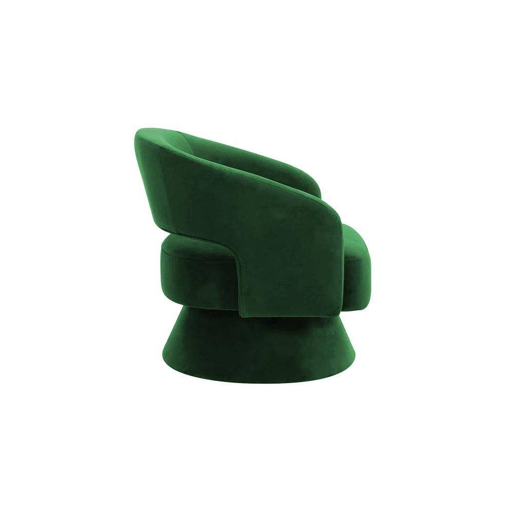 Aracell Swivel Solid Wood Round Chair in Green Colour