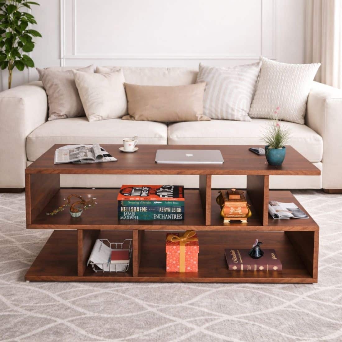 Spydercraft Zig Zag Modern Coffee Table in Columbian Walnut Finish - Spydercraft
