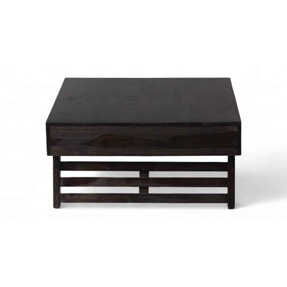 Bradford Sheesham Wood Coffee Table With Foldable Legs In Mahogany Finish
