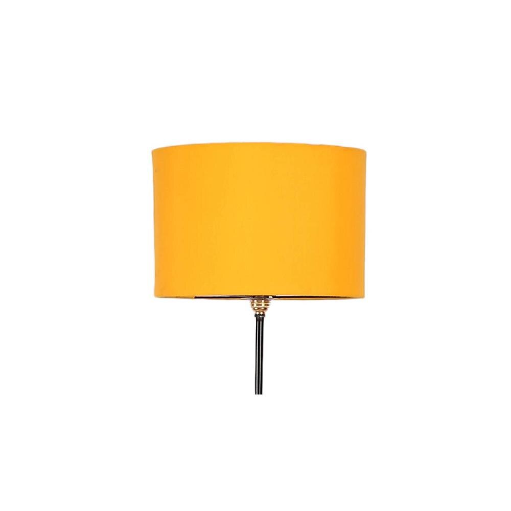 Kieran Yellow Fabric Floor Lamp with Black Iron Base