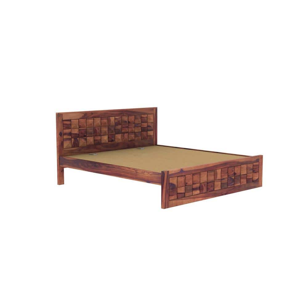 Brilliant Sheesham Wood King Size Bed Non Storage Bed Provincial Teak  Finish (72 x 78 inches)