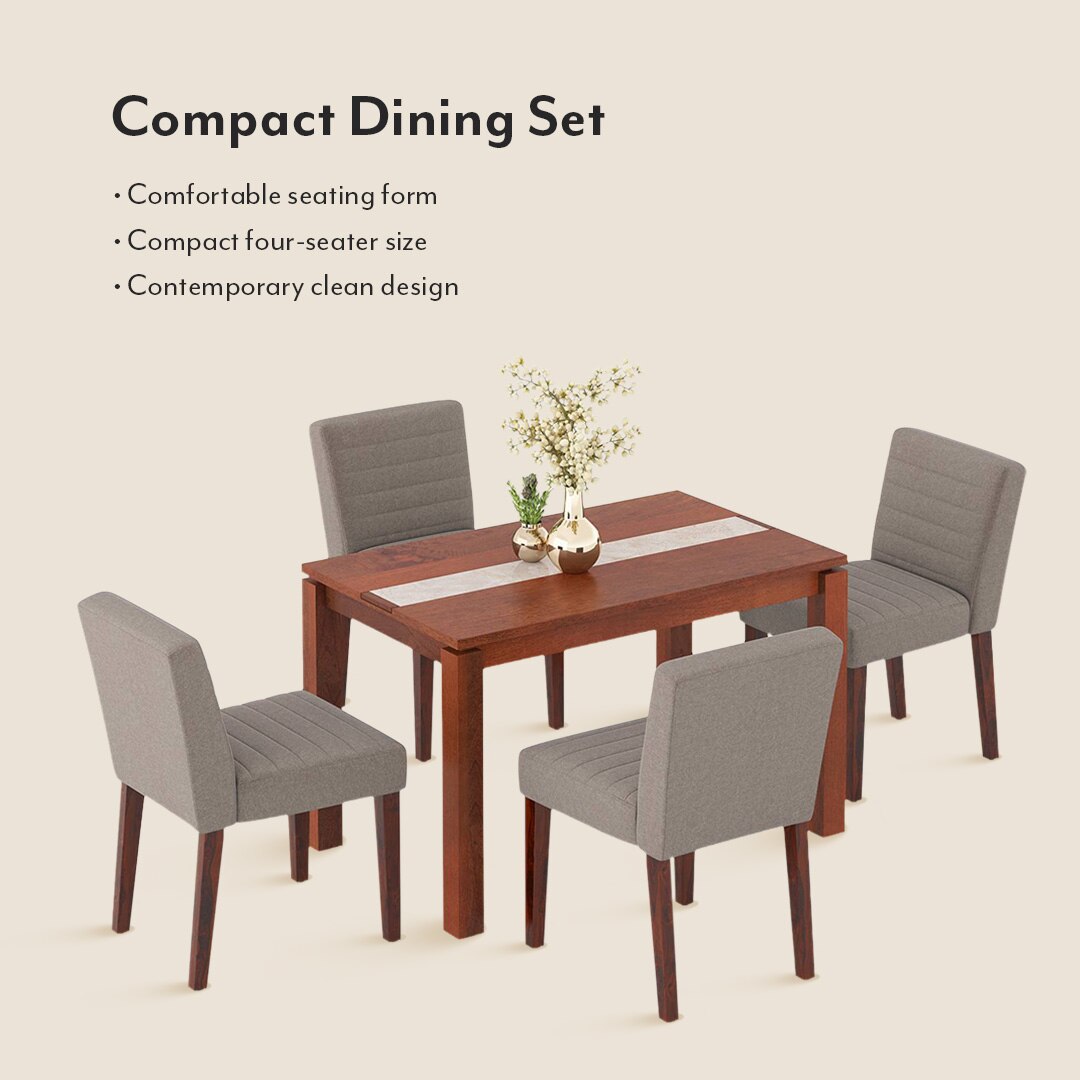 Atlas Solid Wood 6 Seater Compact Dining Table with Atlas Dining chair