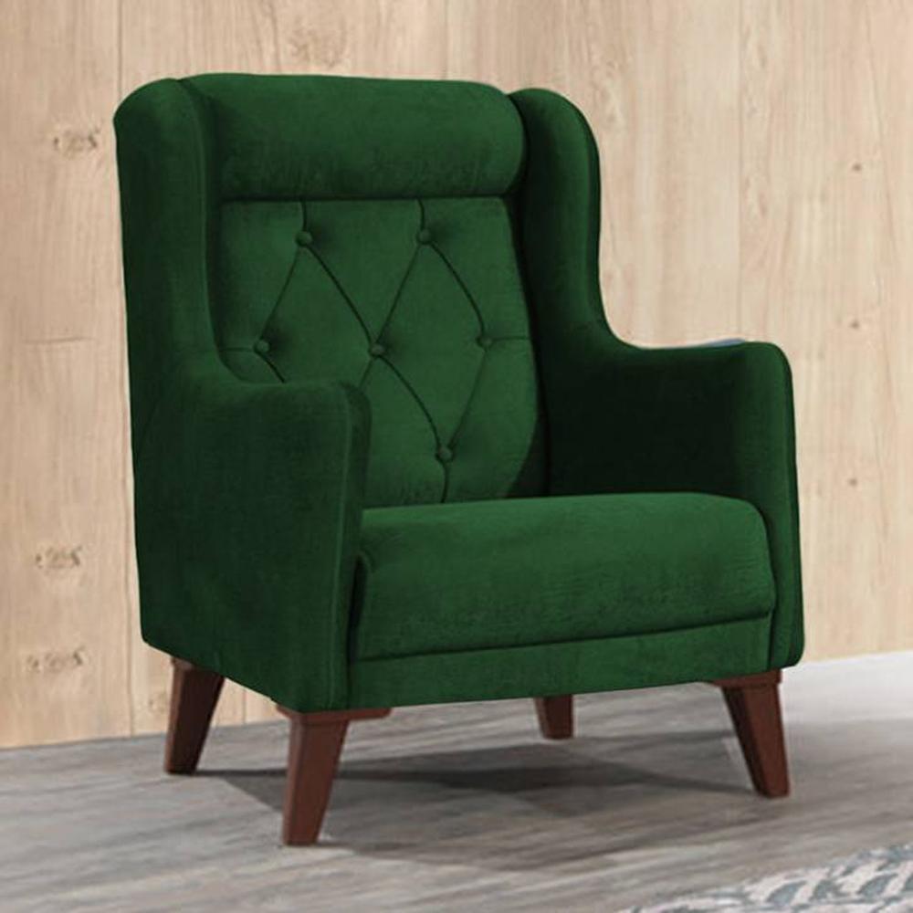 Ruby Solid Wood Accent Chair in Green Colour - Home Lifestylez