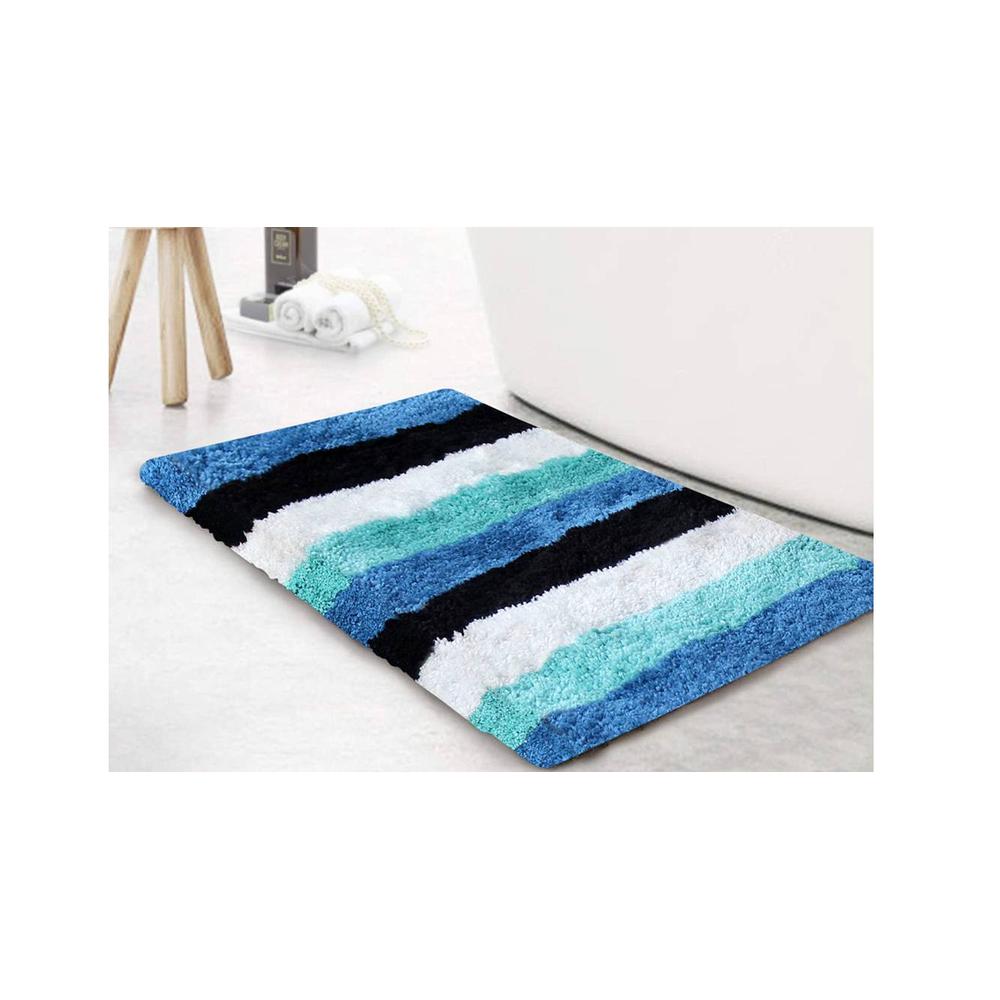 Brooklynn Blue Solid Natural Fiber 24x16 inches Anti-Skid Bath Mat
