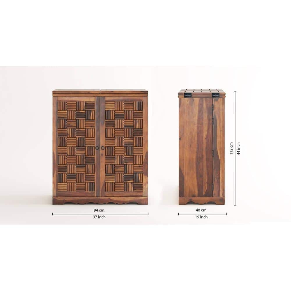Calipo Sheesham Wood Bar Cabinet in Provincial Teak Finish