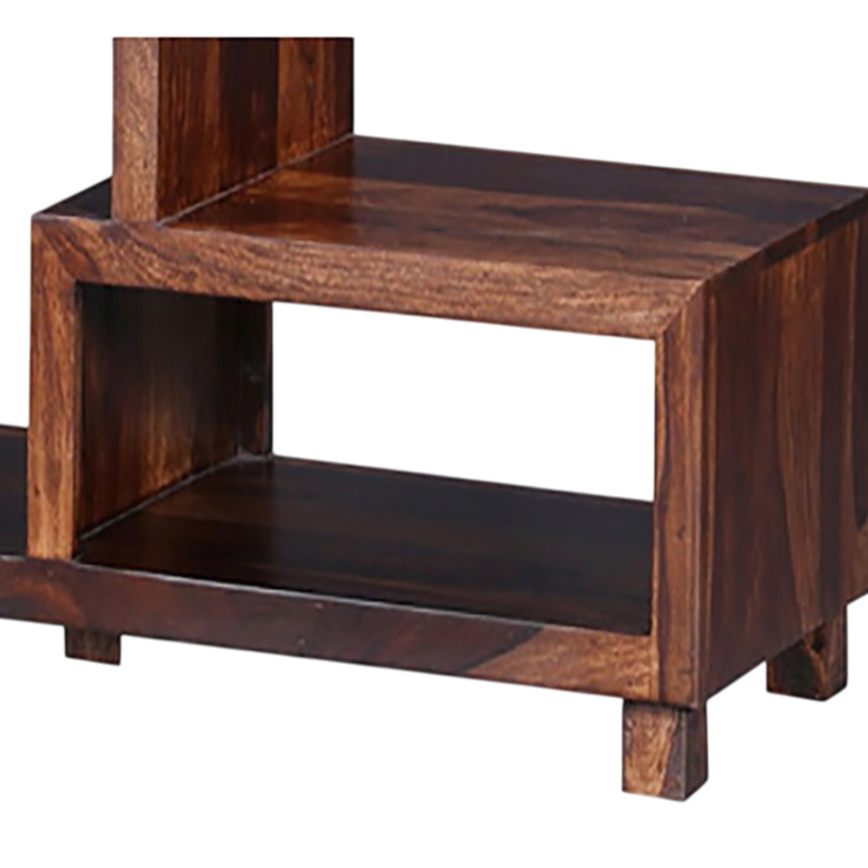 Allen Sheesham Wood Minimalist Tv Entertainment Unit For Tv Upto 55 Inch In Provisional Teak Finish