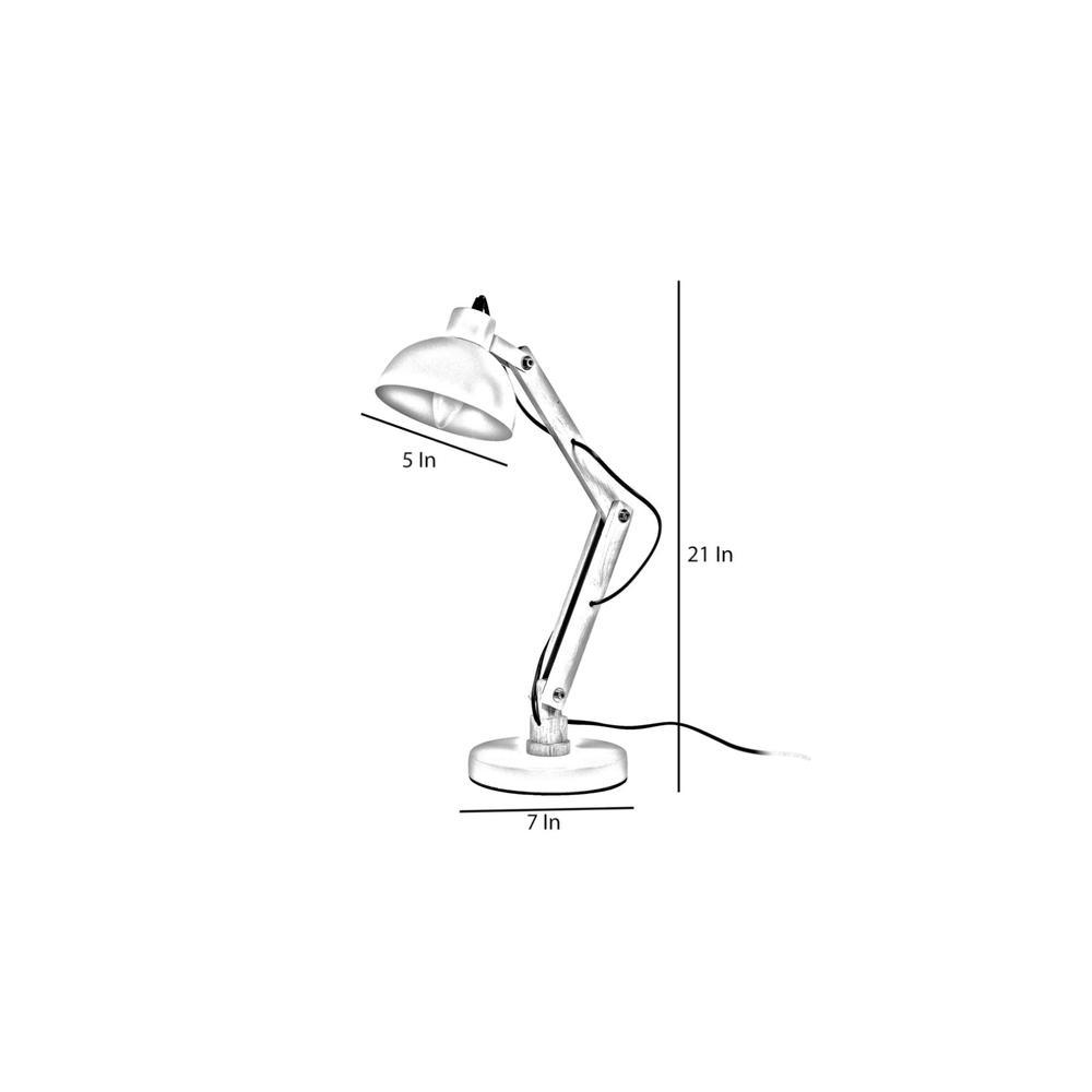 Modern White Study Lamp With Metal Base