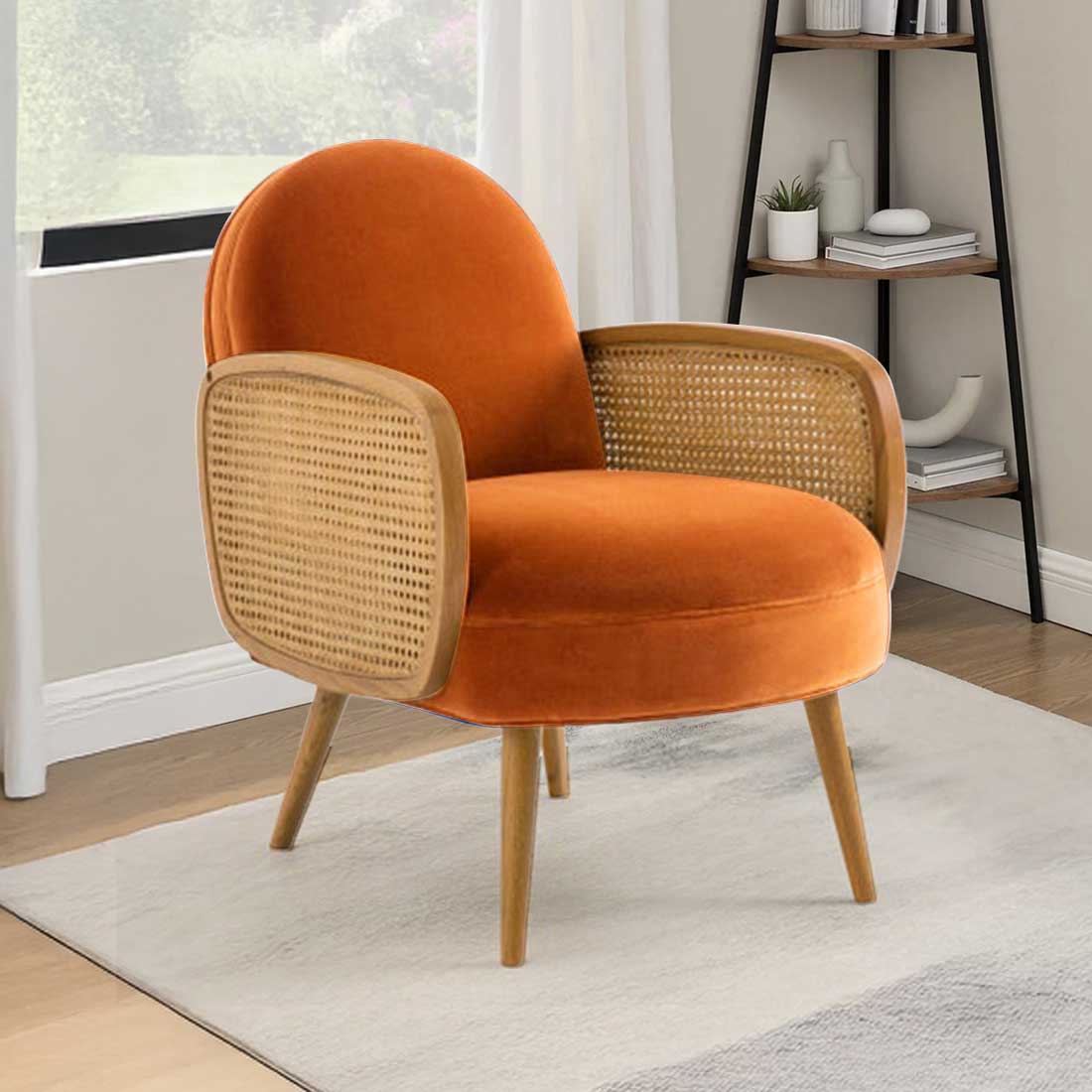 Holden Cane Accent Chair in Brown Colour