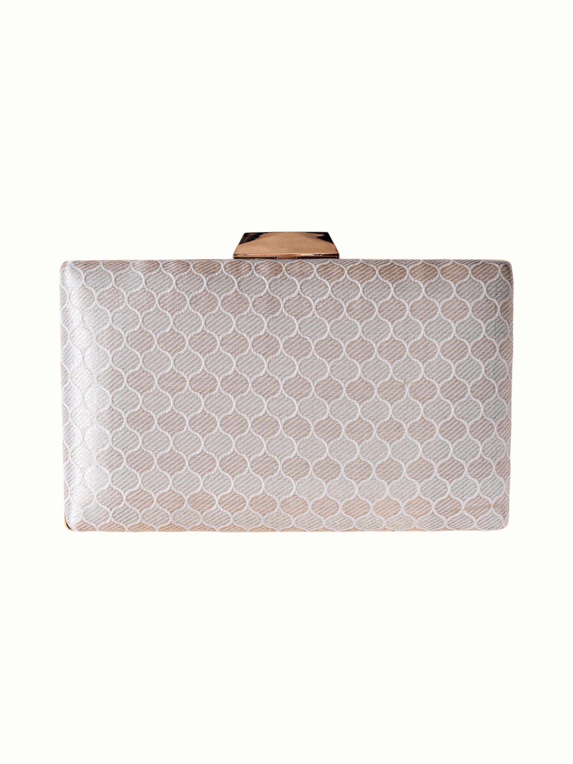Silver Handwoven Brocade Clutch