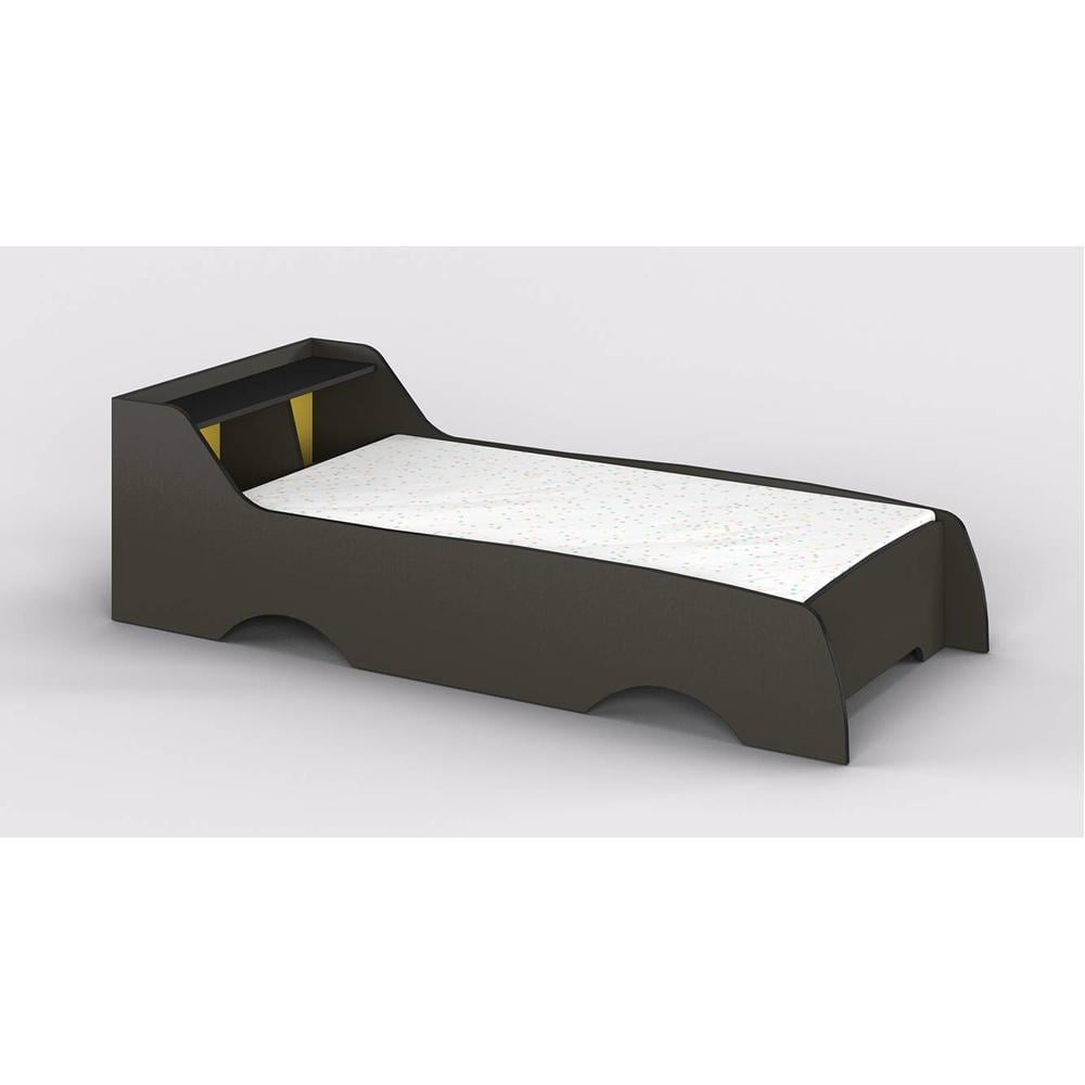 Batty Engineered Wood Non Storage Bed in Dark Grey Colour