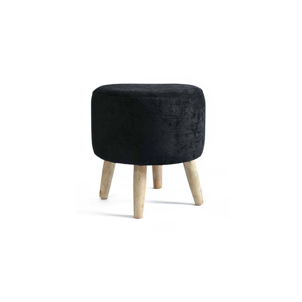 Melanie Solid Wood Stool in Black Colour