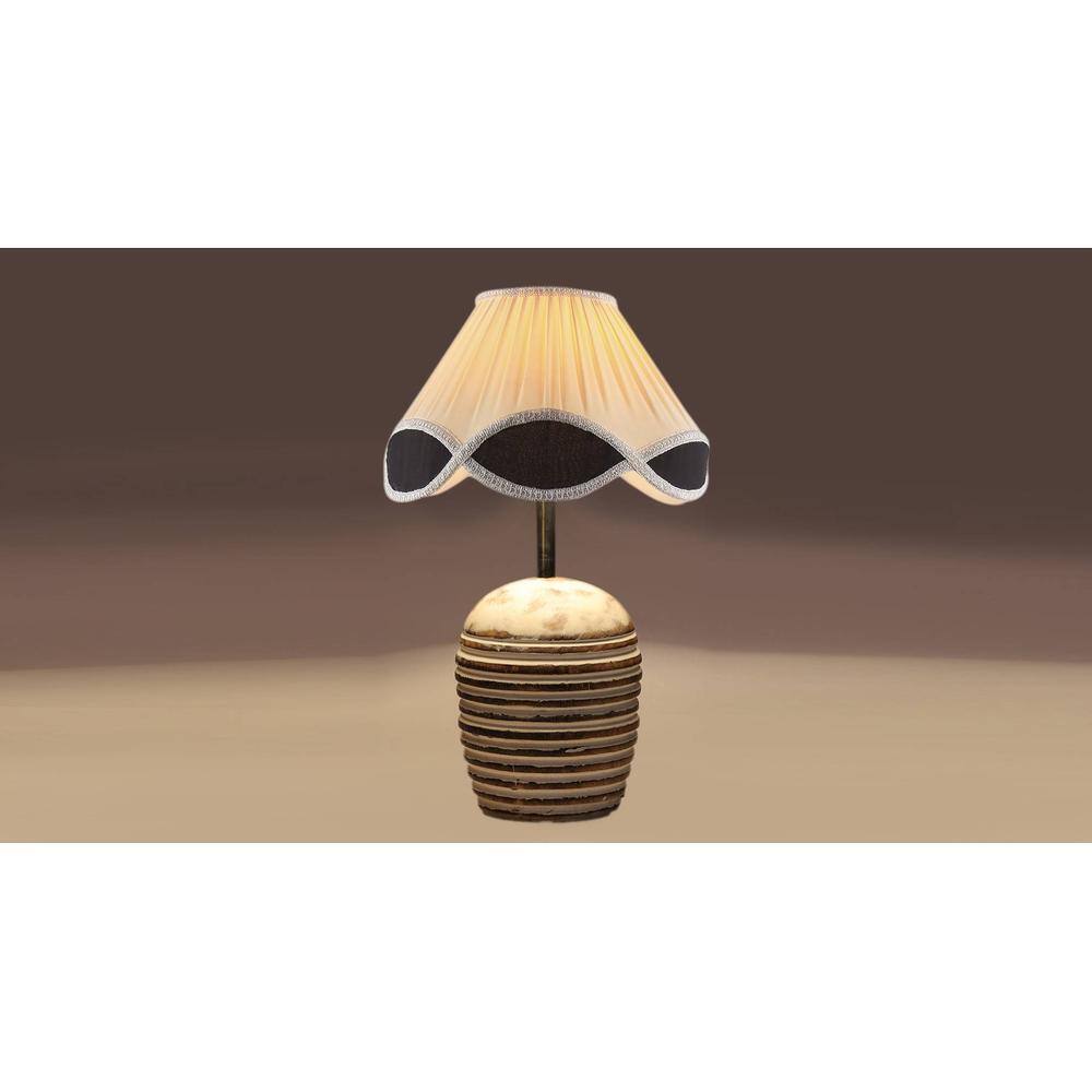 Vintage cotton Multicolor with White Brushed Wood Table Lamp