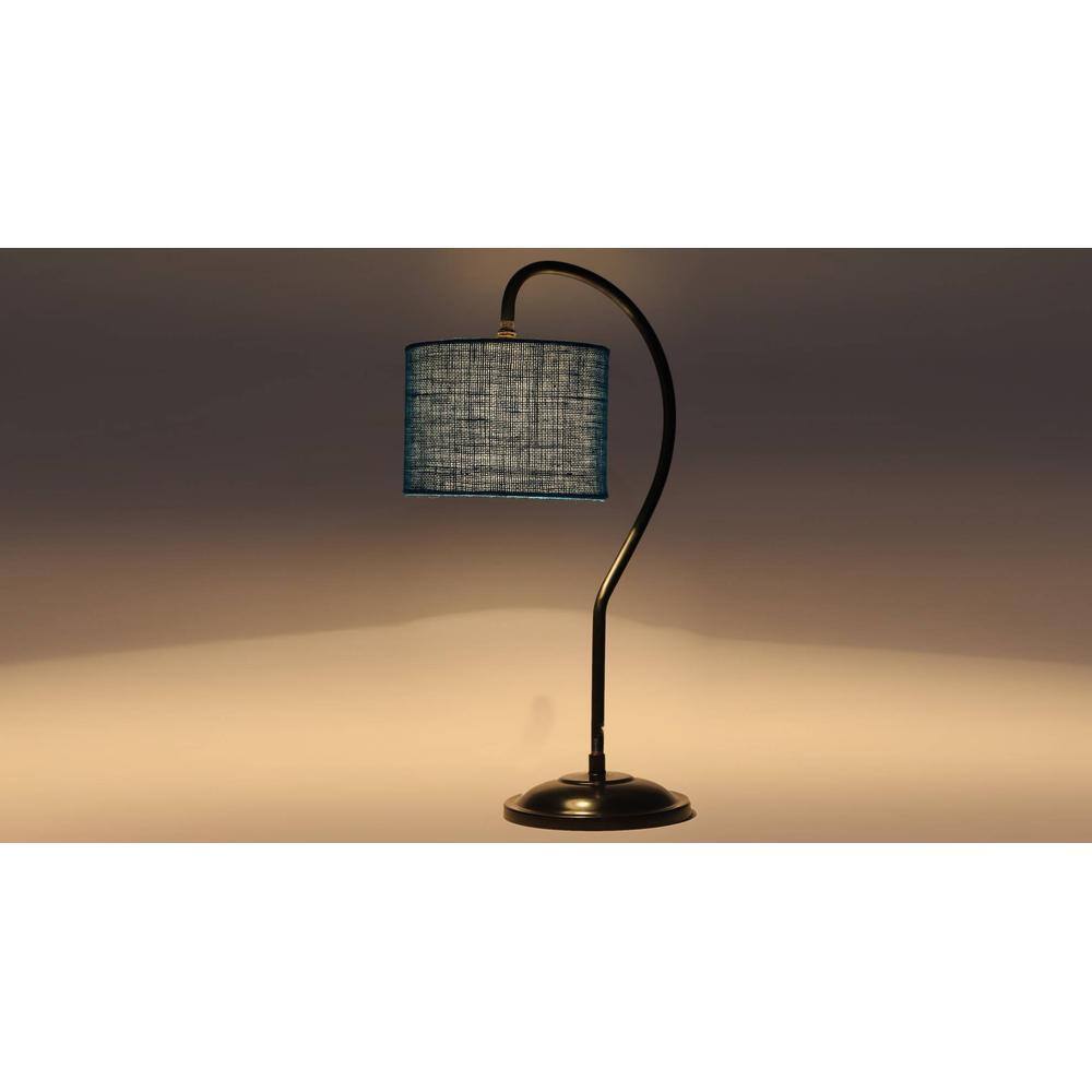 Turquoise Blue Jute Curvy Table Lamp with Iron base(SP44)