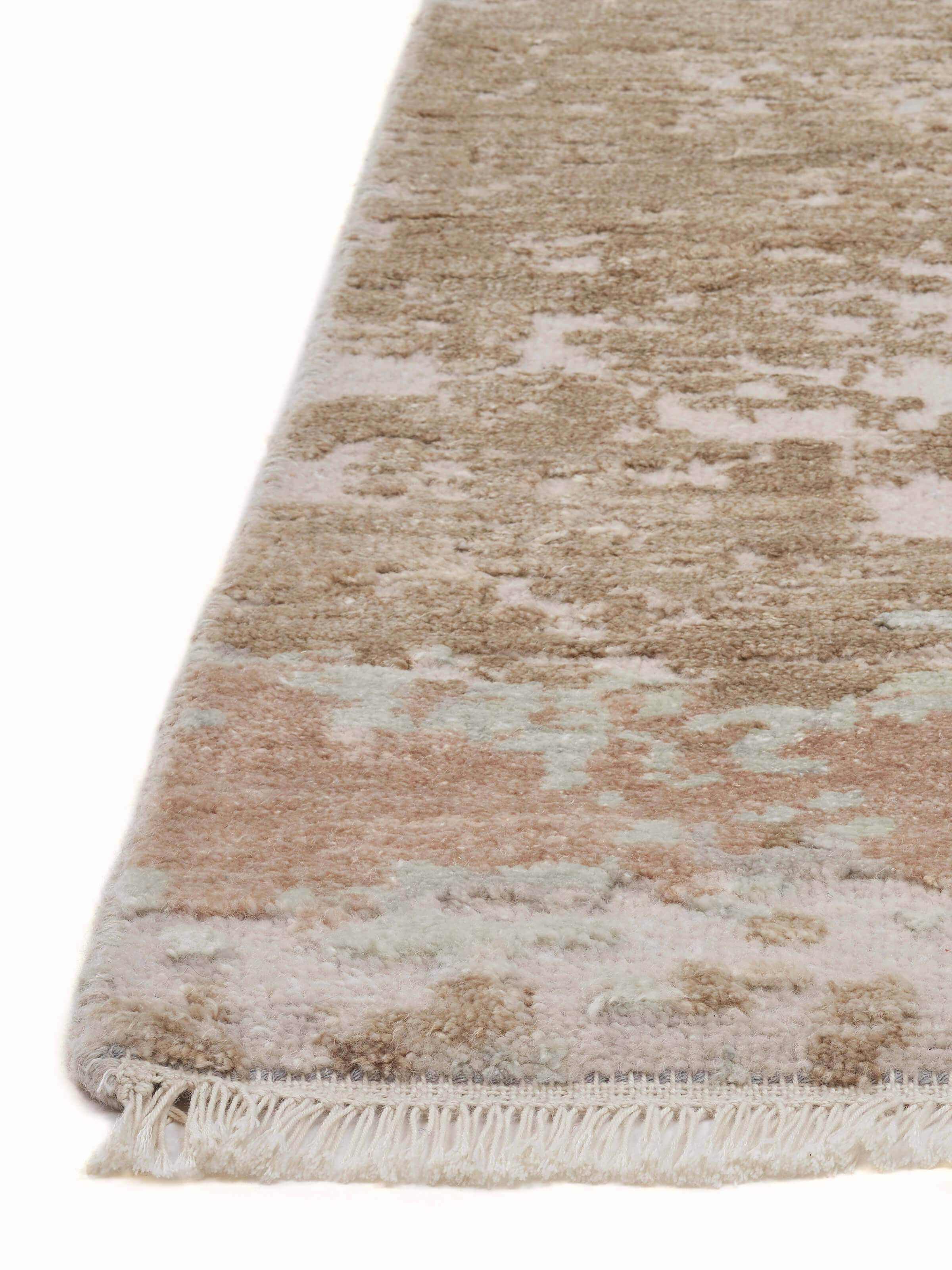 Angled perspective emphasizing the detailed hand-knotted craftsmanship