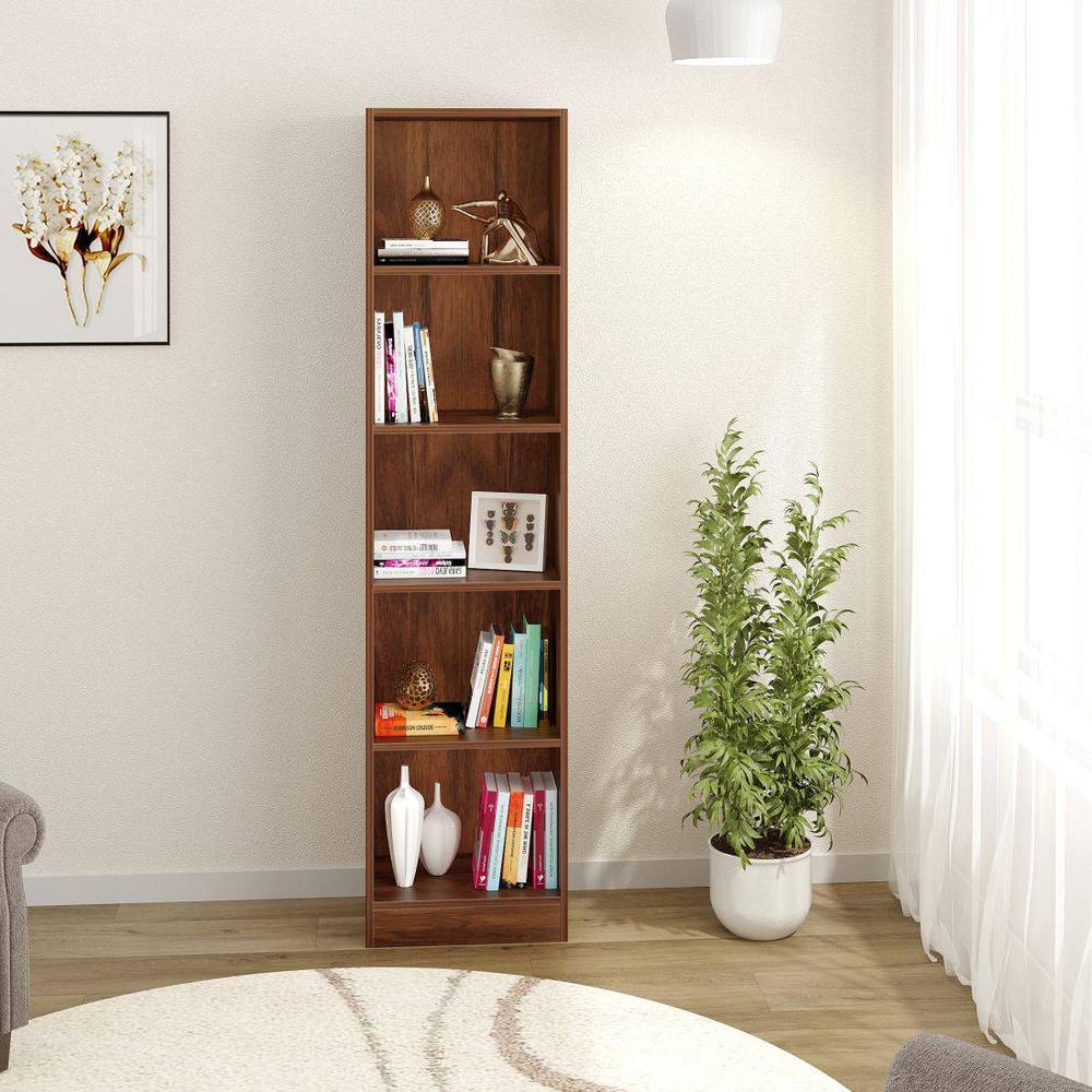 Alex Engineered Wood Bookshelf with 5 Shelves in Brown Maple