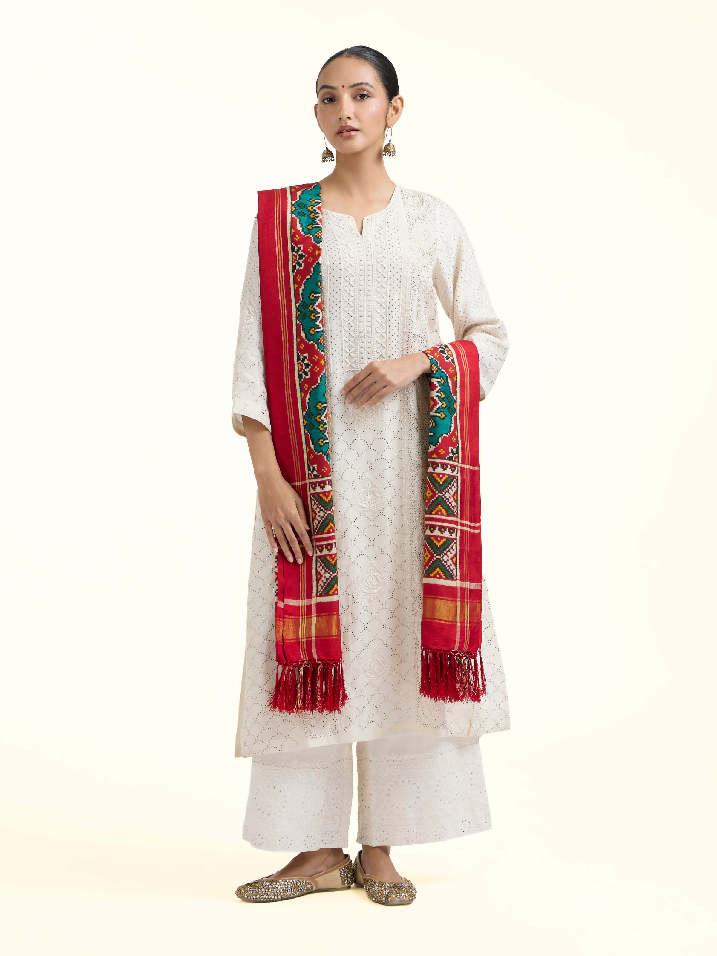 Turquoise Silk Patola Dupatta