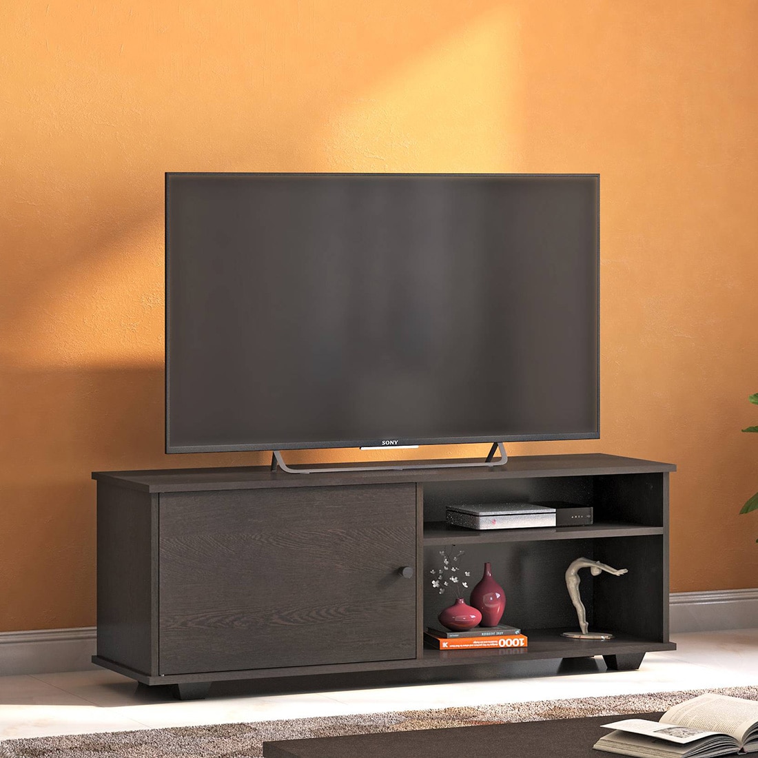Liam Engineered Wood Free Standing TV Unit in Dark Wenge Finish