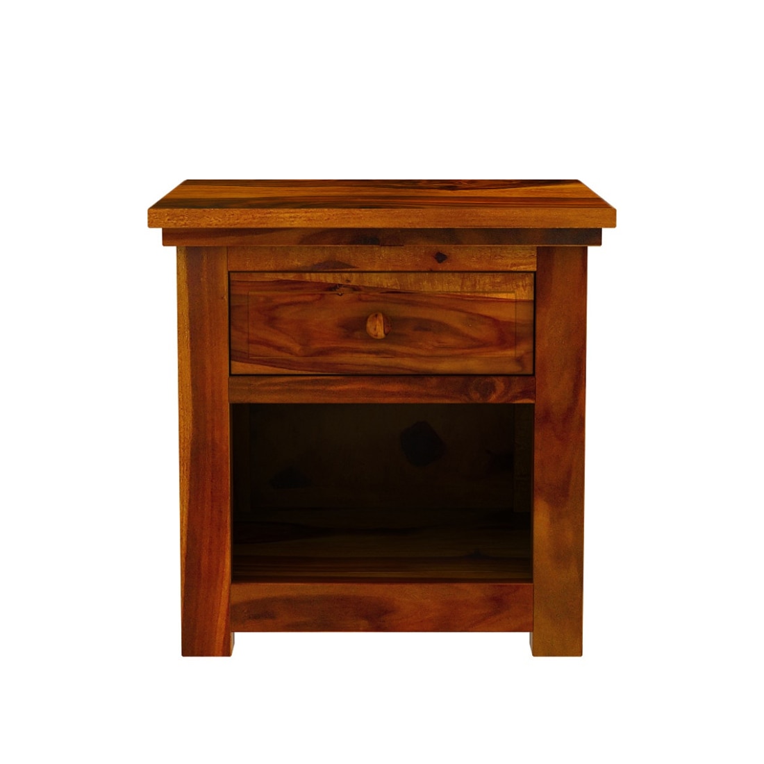 Happu Solid Wood Bedside Table in Honey Finish