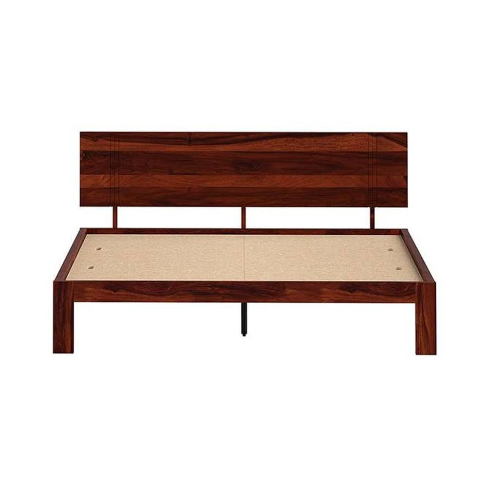Triplet Solid Wood King Size Non Storage Bed In Honey Oak Finish
