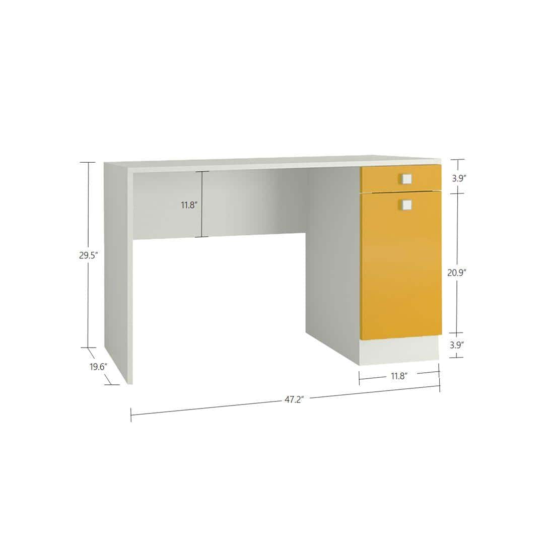 Celestia Kids Study Set with Desk Bookshelf and Wooden Chair in Mango Yellow Colour