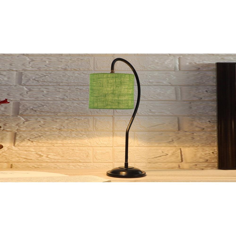 Green Jute Curvy table lamp with Iron Base (SP16)