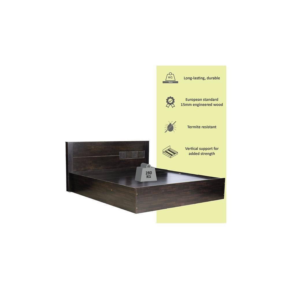 Aglaea Solid Wood Queen Size Drawer Storage Bed In Melamine Finish