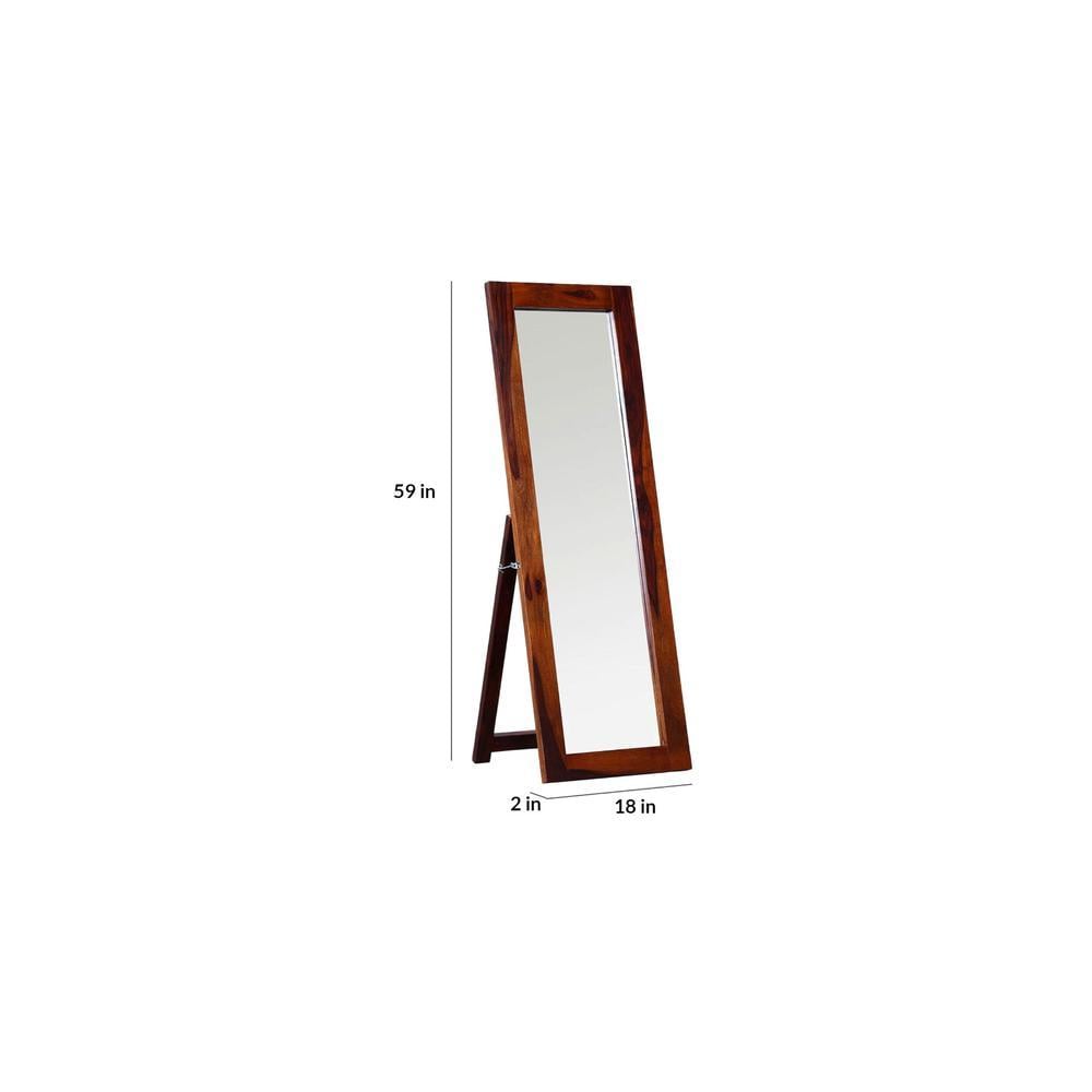 tolstoy solid wood standing mirror in honey oak colour