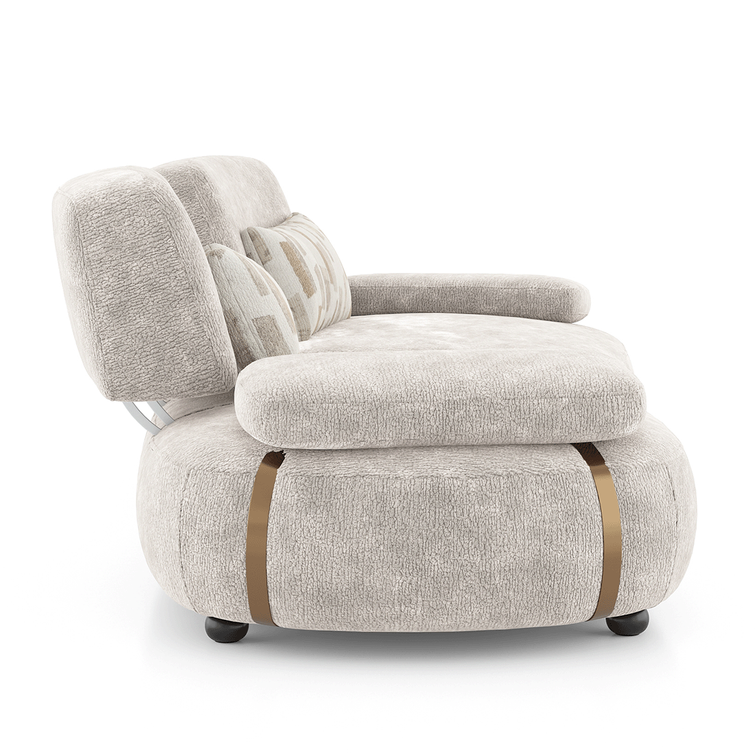 Soho 3 Seater Fabric Sofa With Modular Wood Top Table In Turtledove Fabric