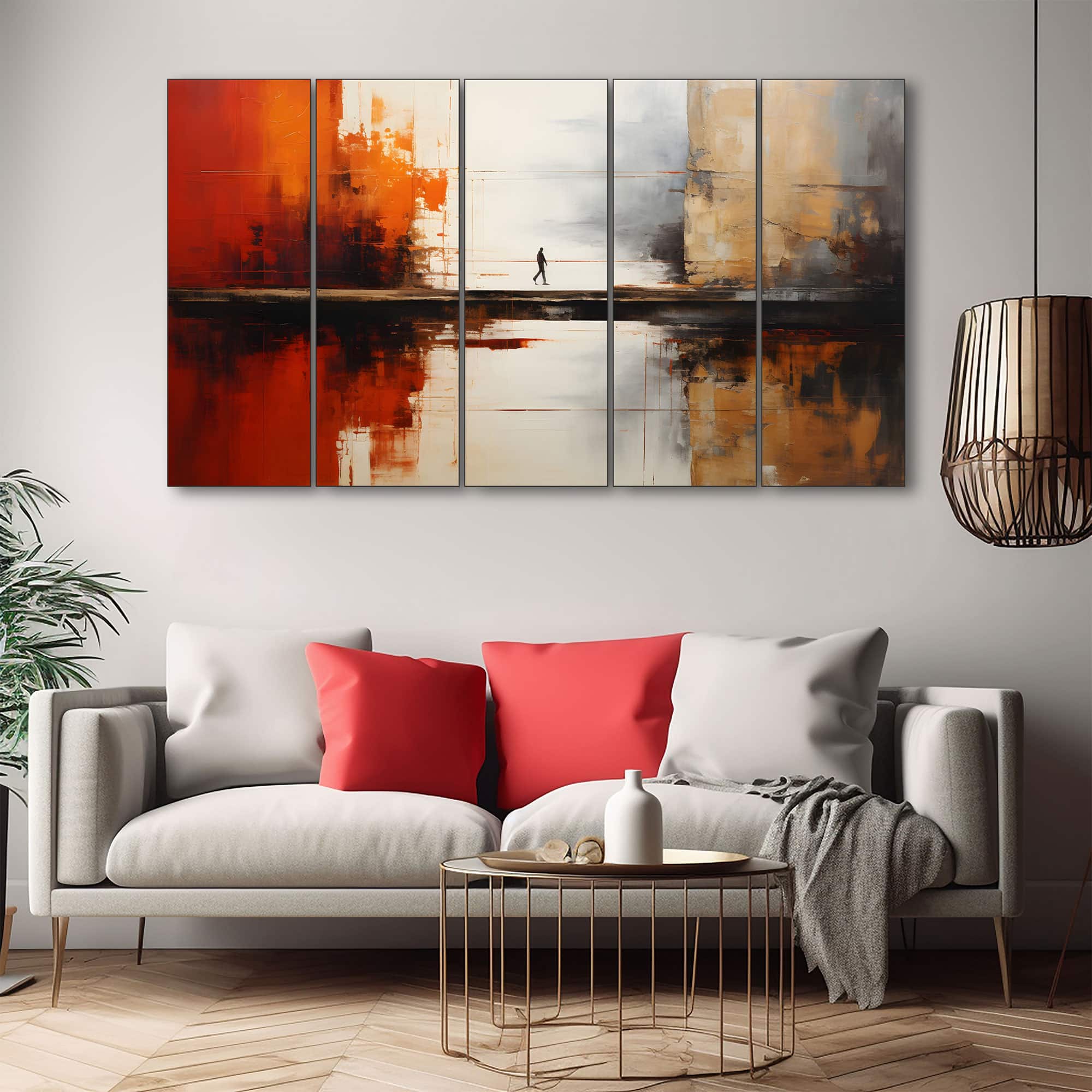 The Castle Decor Abstract Art Wall Painting Wooden Framed Digital Painting 27x48 Inch (Style 28) - The Castle Decor
