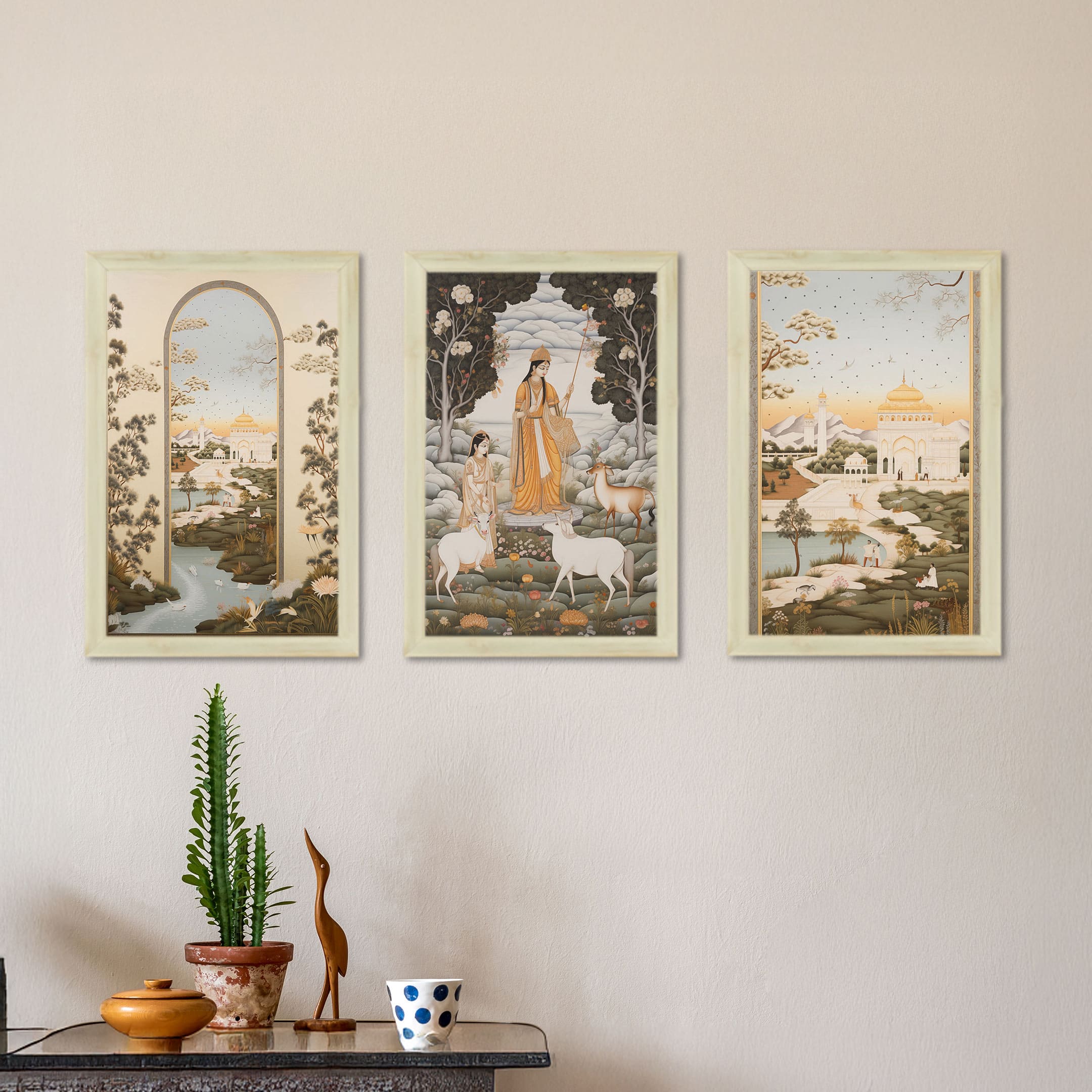 The Castle Decor Vintage Mughal Theme Wall Art Set of 3 11x17 Inch - The Castle Decor