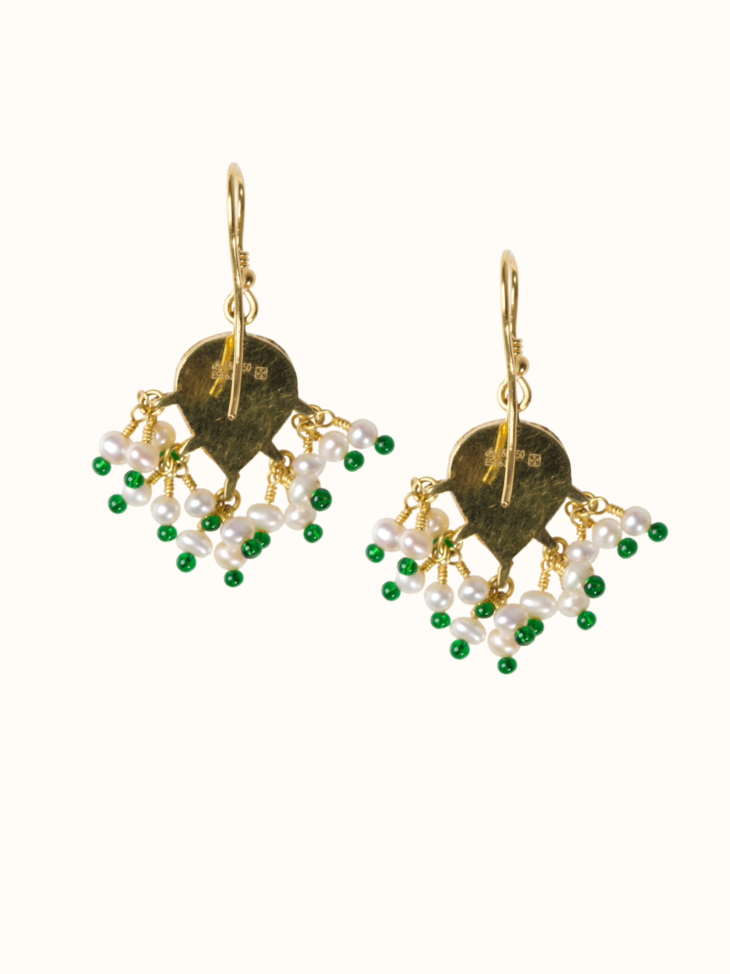 Jadau 18 Karat Gold Drop Earrings