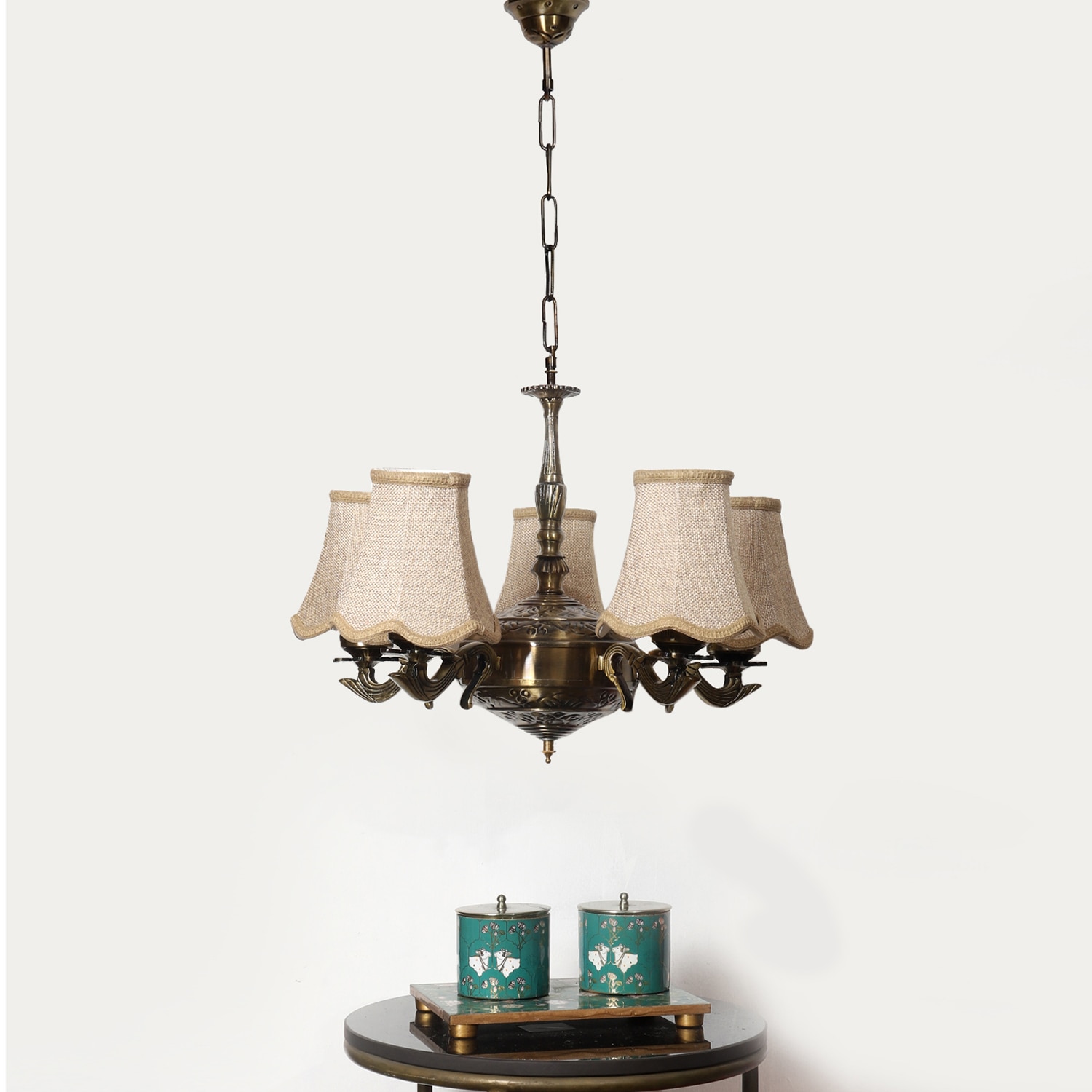 Devansh Gold Wall Mounted Lamp With Beige Jute Shade